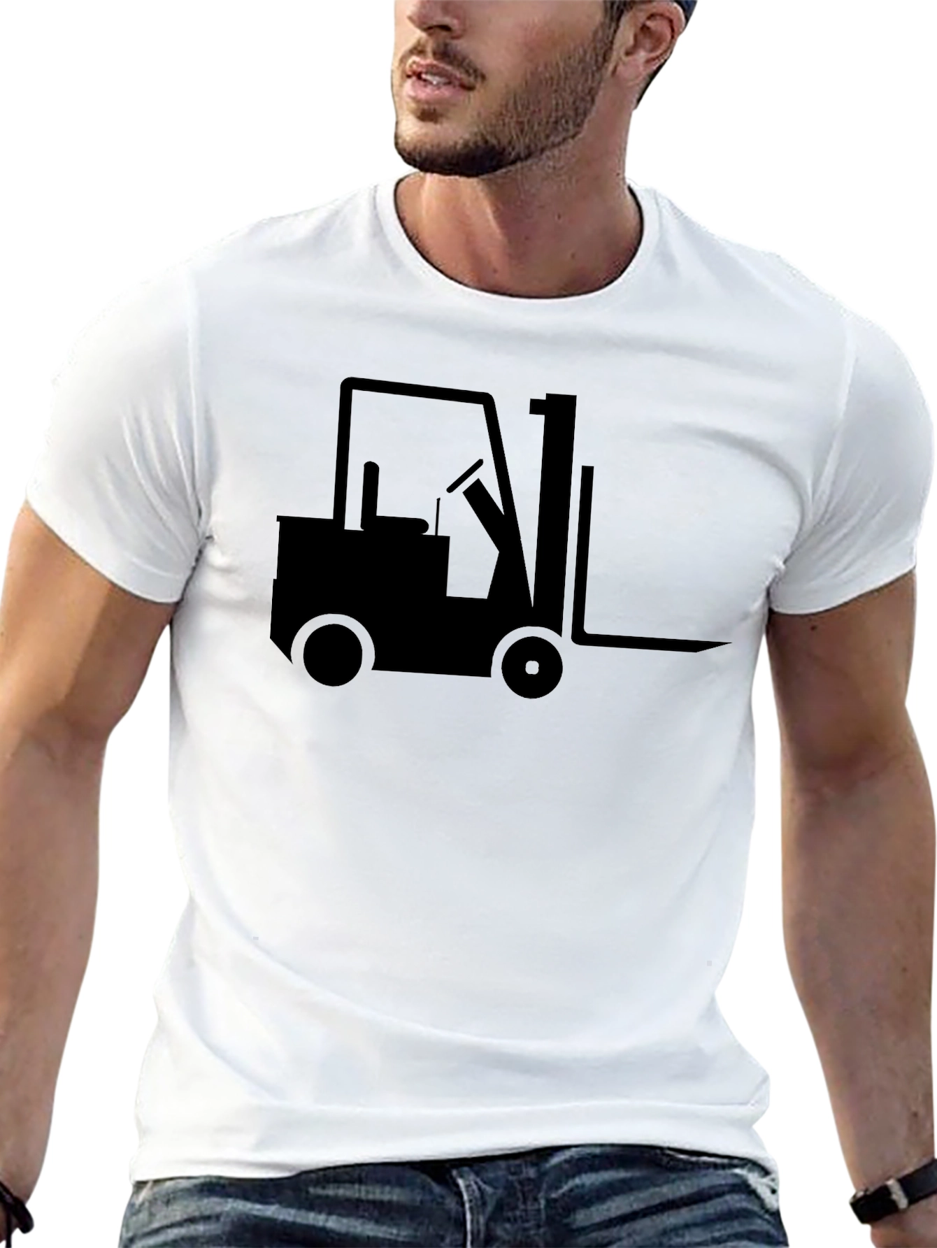 Black Forklift Graphic Tee - Black Crew Neck T-Shirt view 13