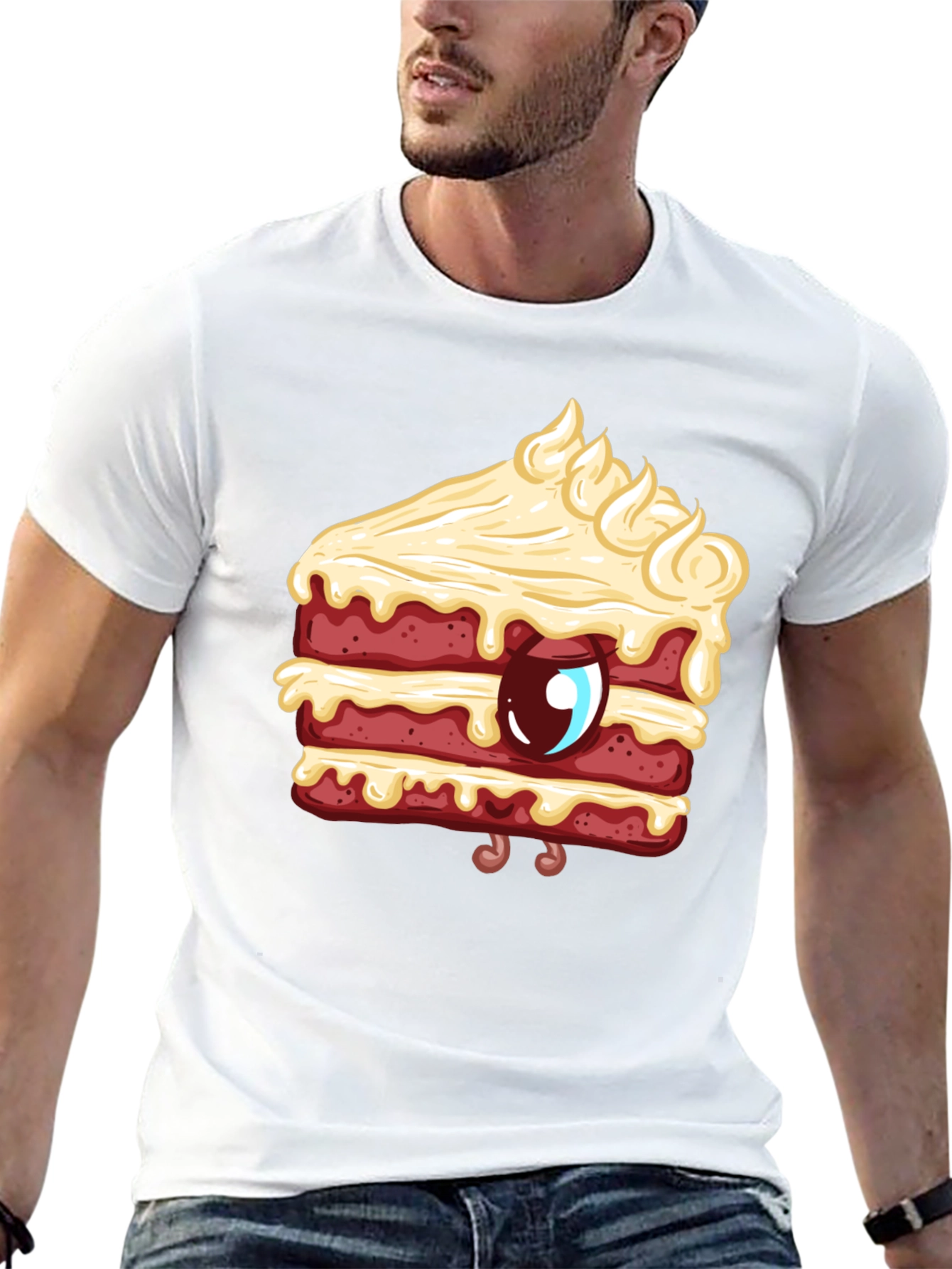 Black Cartoon Cake Slice Graphic Tee - Sweet Style! view 13