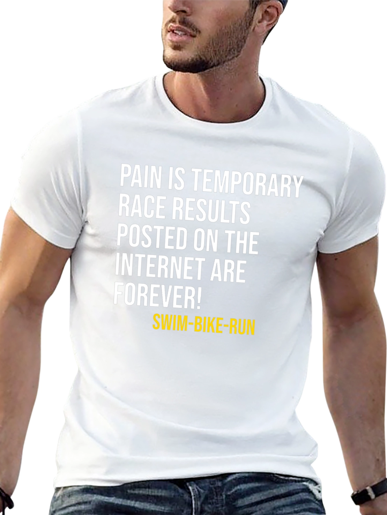 Black Funny Triathlon T-Shirt - Race Results Last Forever view 13