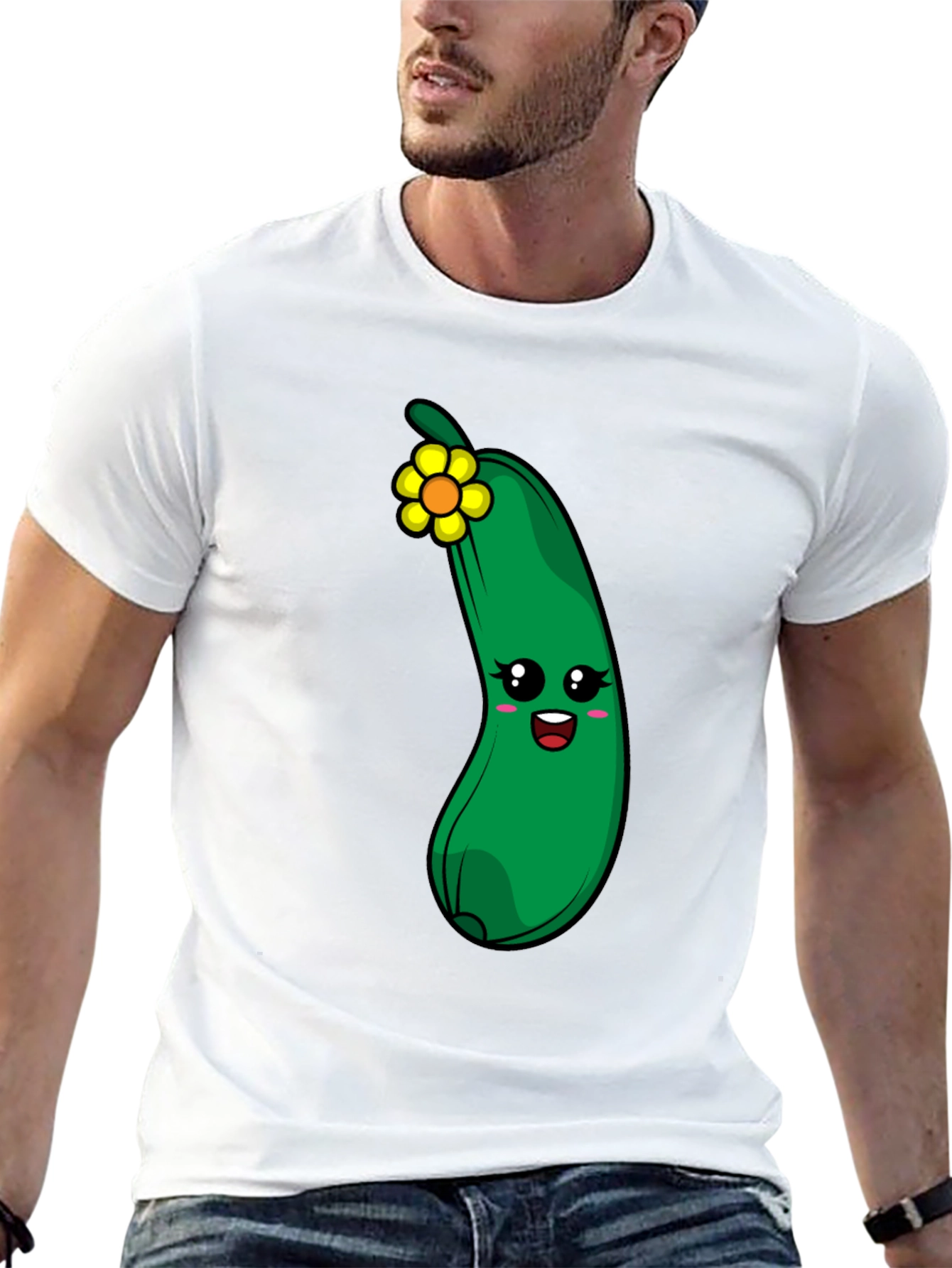 Funny Zucchini Flower Graphic T-Shirt - 13