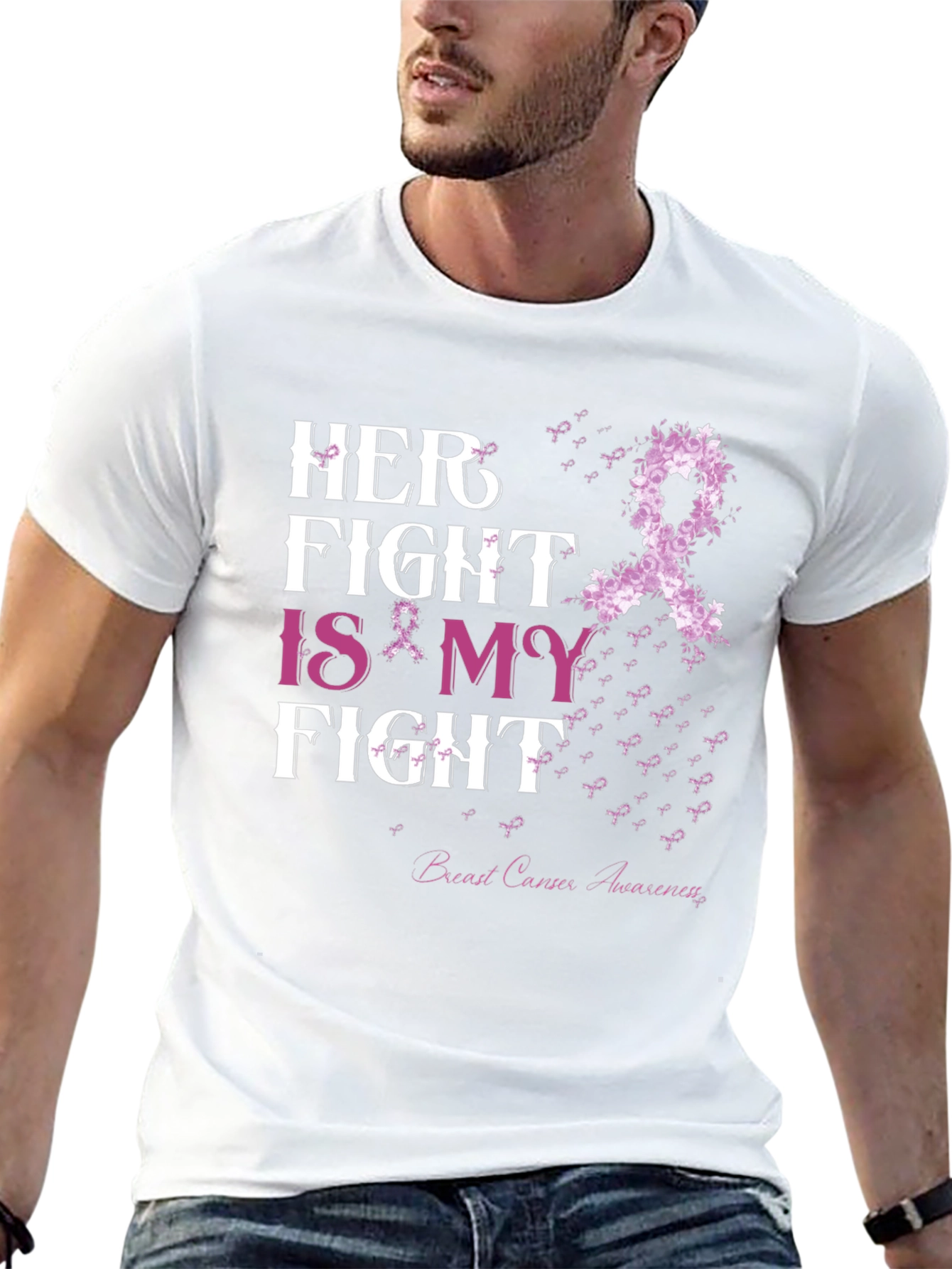 Black Her Fight is My Fight T-Shirt Breast Cancer Awareness view 13