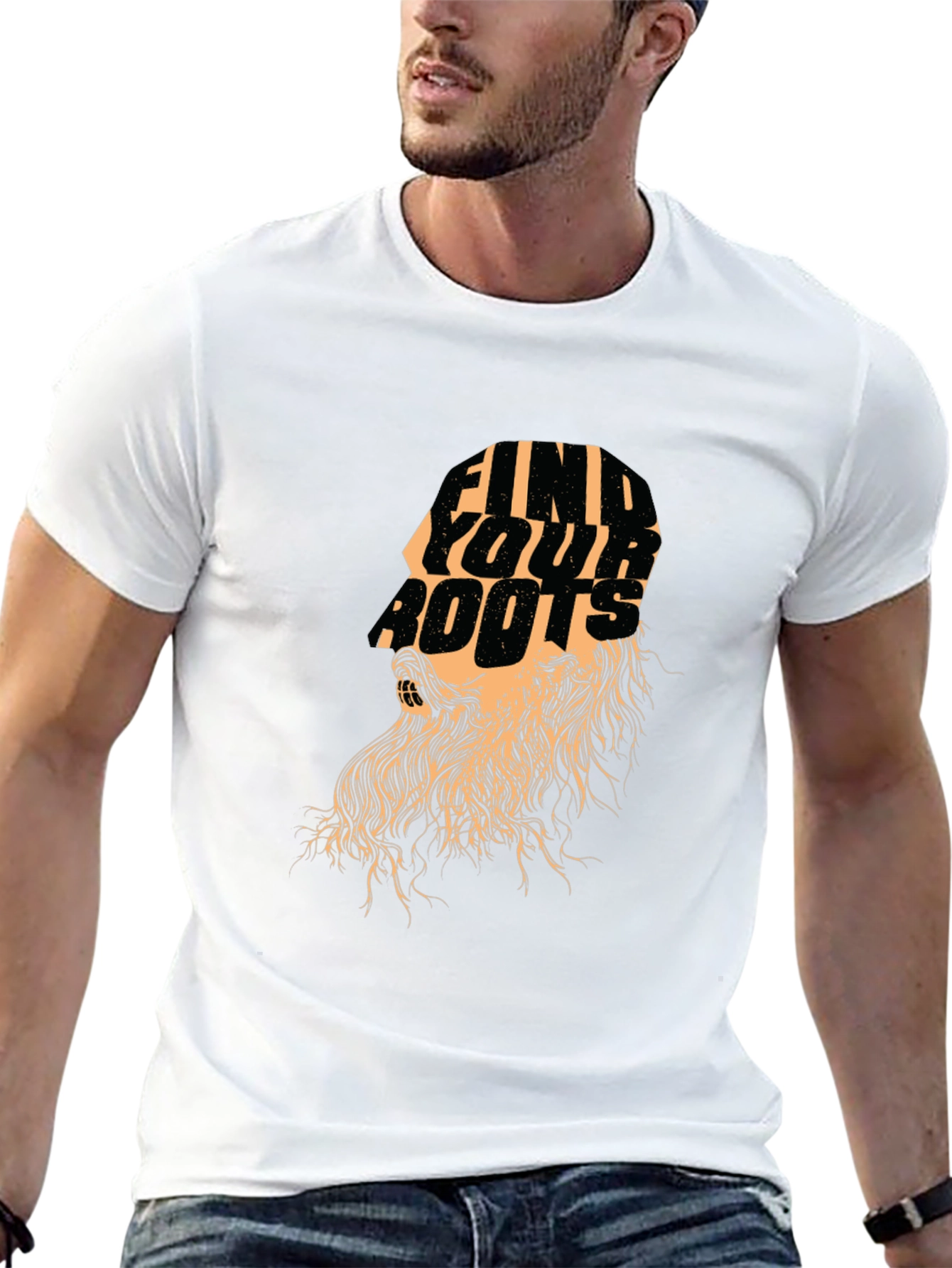 Black Find Your Roots Graphic Print Tee - Stylish Black T-Shirt view 13