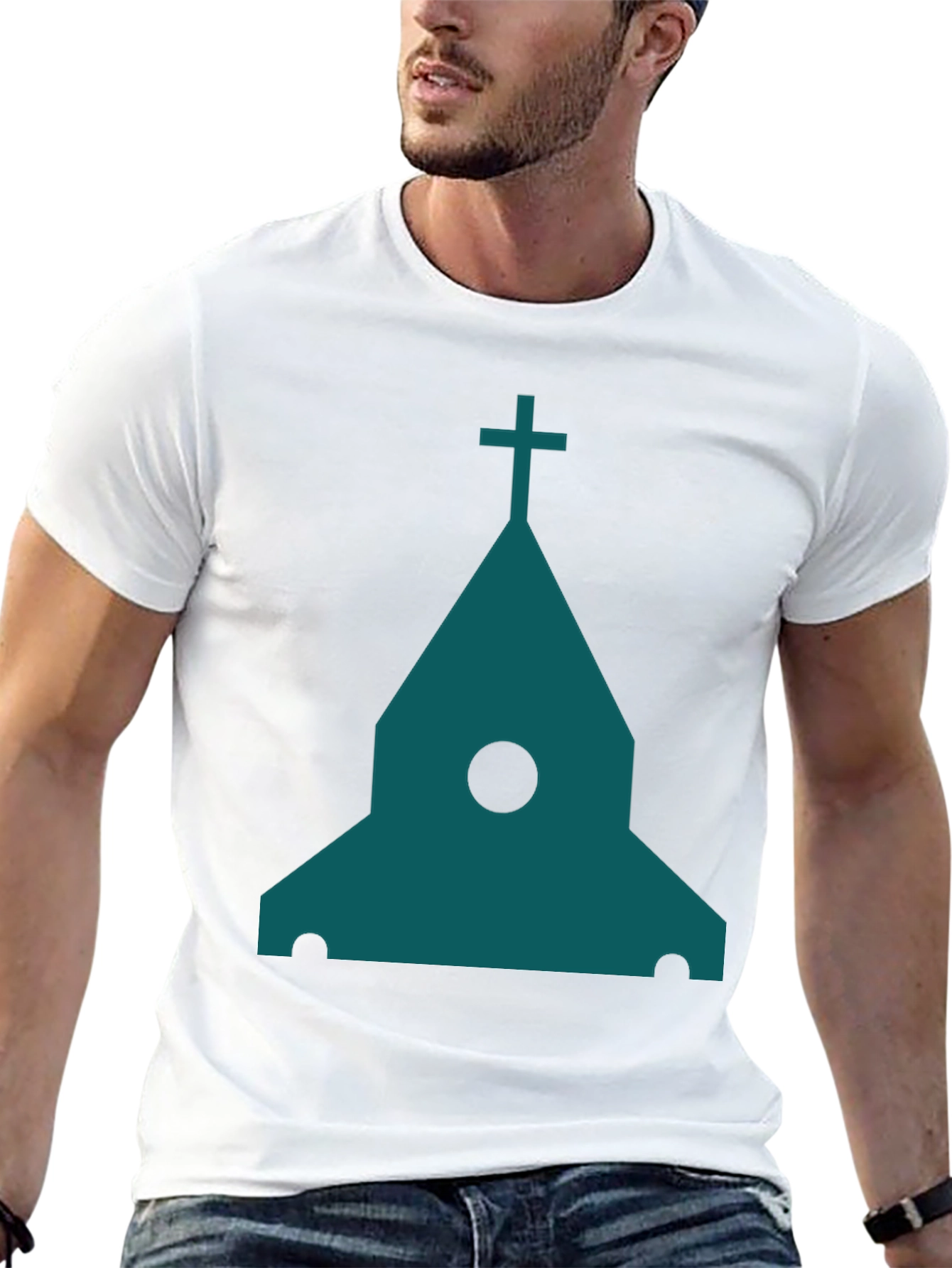 Black Modern Church Graphic Tee - Black Cotton Blend view 13