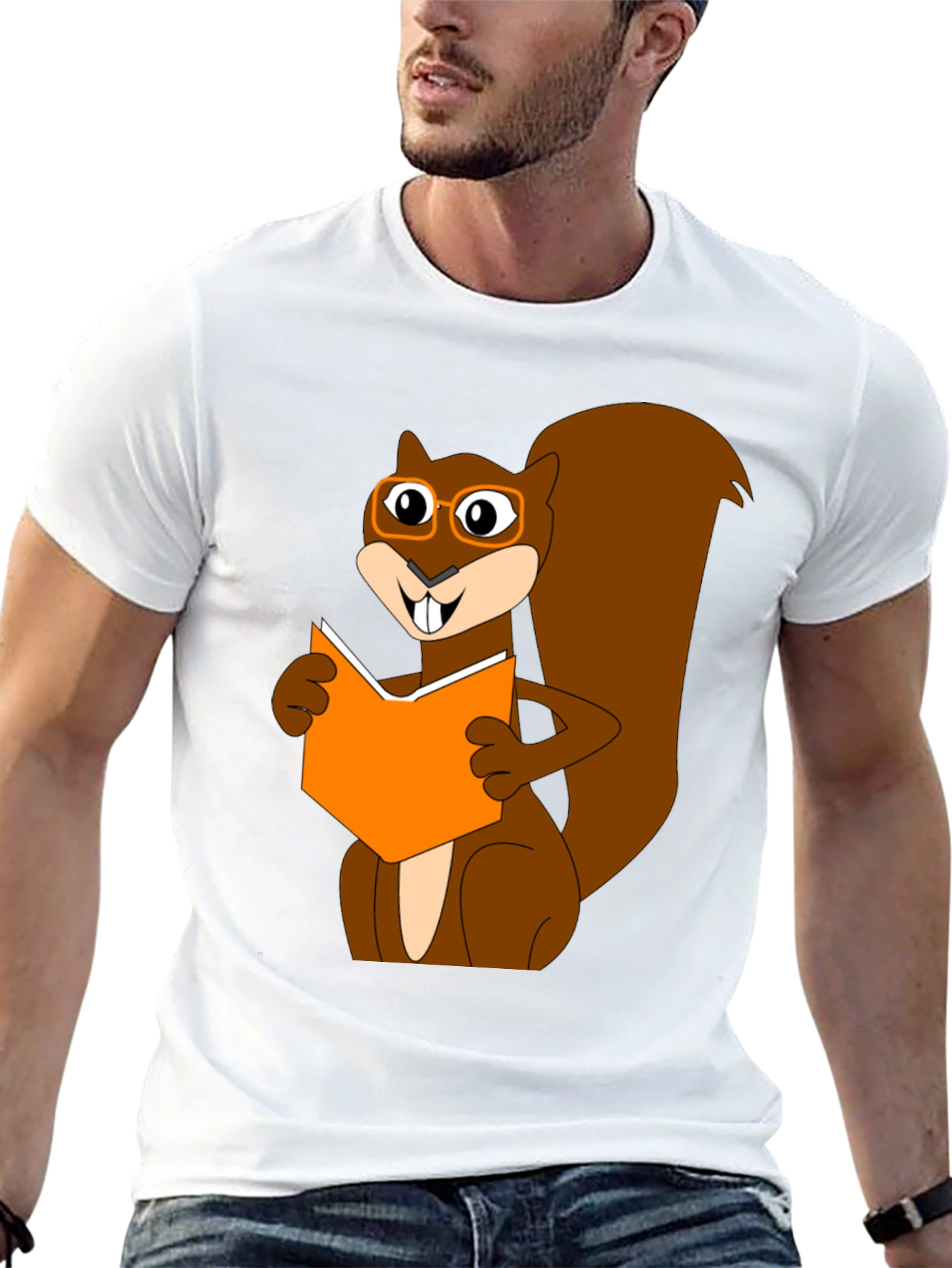 Black Bookworm Squirrel Graphic T-Shirt view 13
