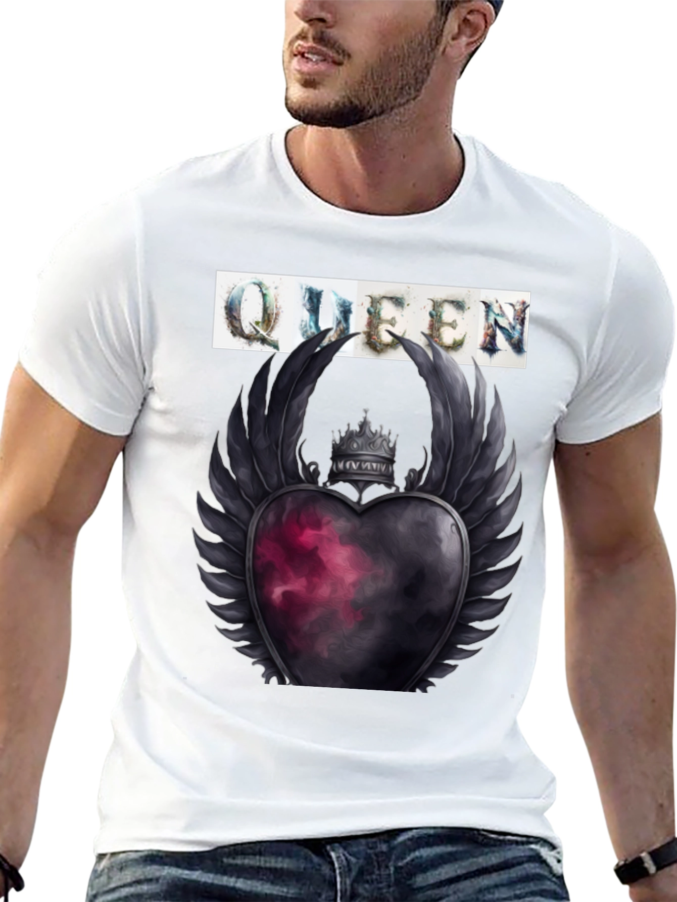 Black Queen Heart Crown Graphic Tee - Trendy Style view 13