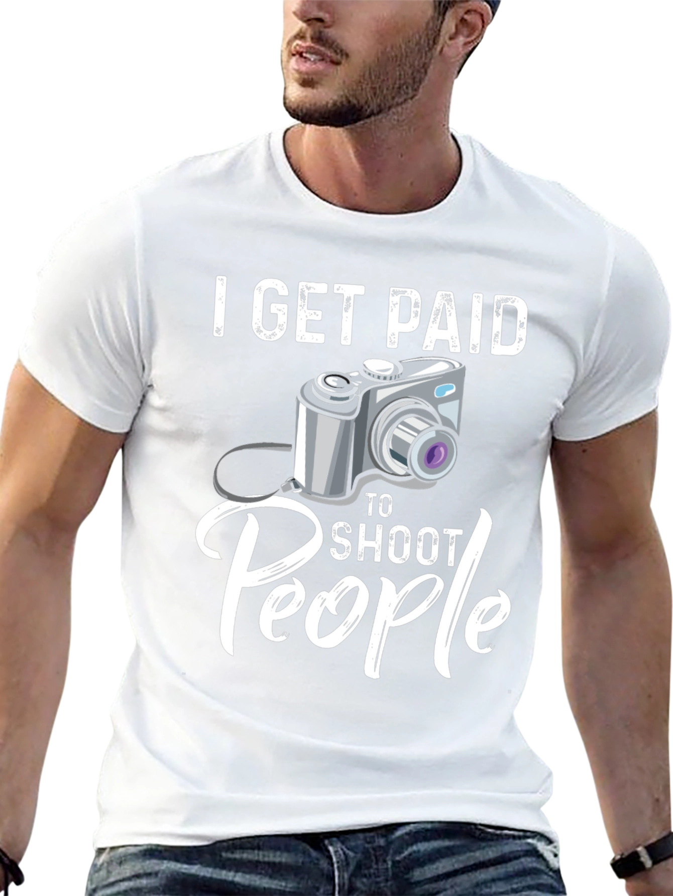 Black I Get Paid to Shoot People Funny Photographer T-Shirt view 13