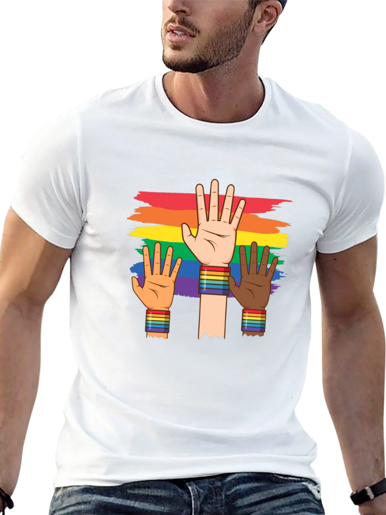 Black Pride Diversity T-Shirt: Rainbow Hands view 13