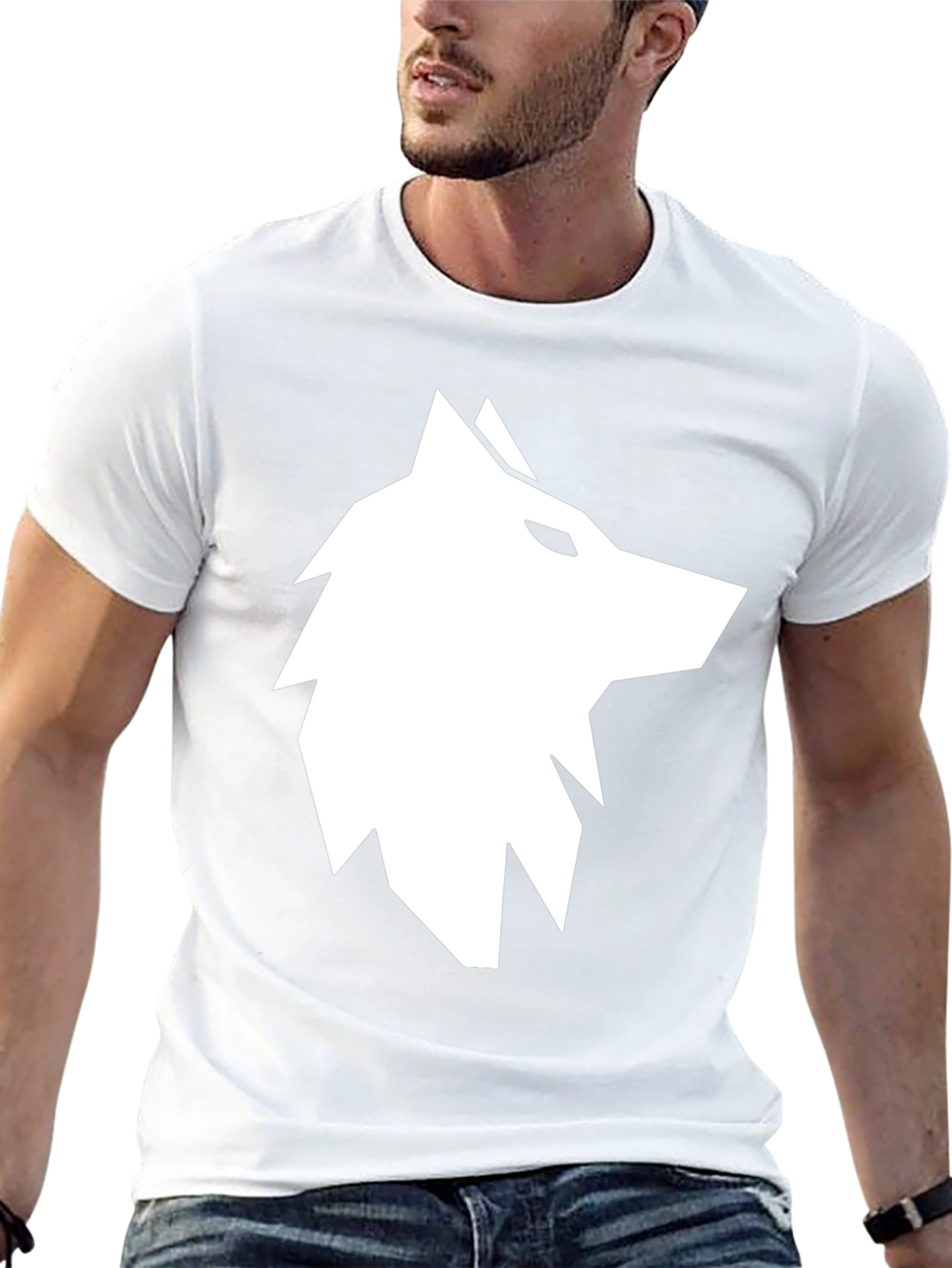 Black Geometric Wolf Graphic Tee - Black view 13