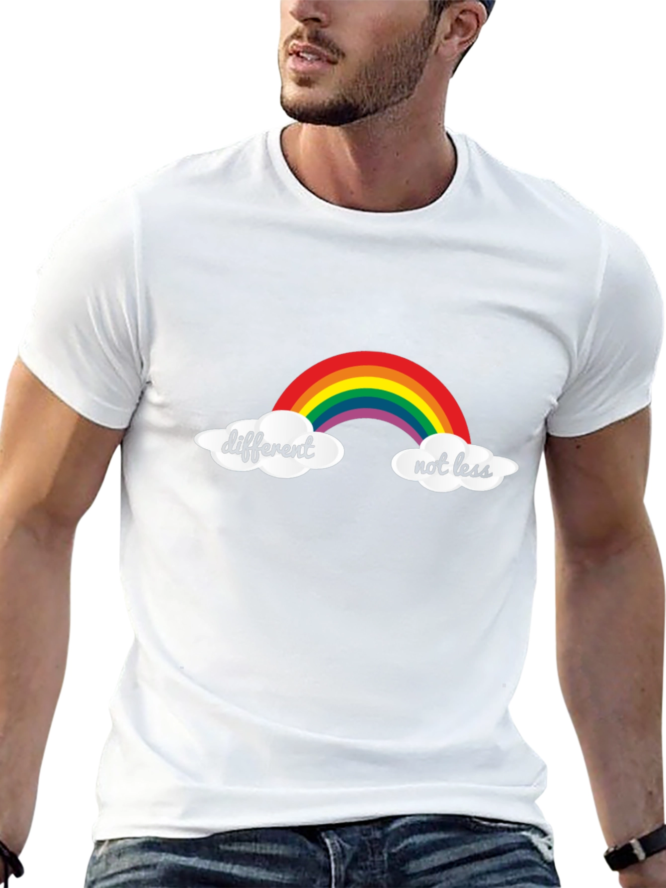 Black Different Not Less Rainbow T-Shirt - Black view 13