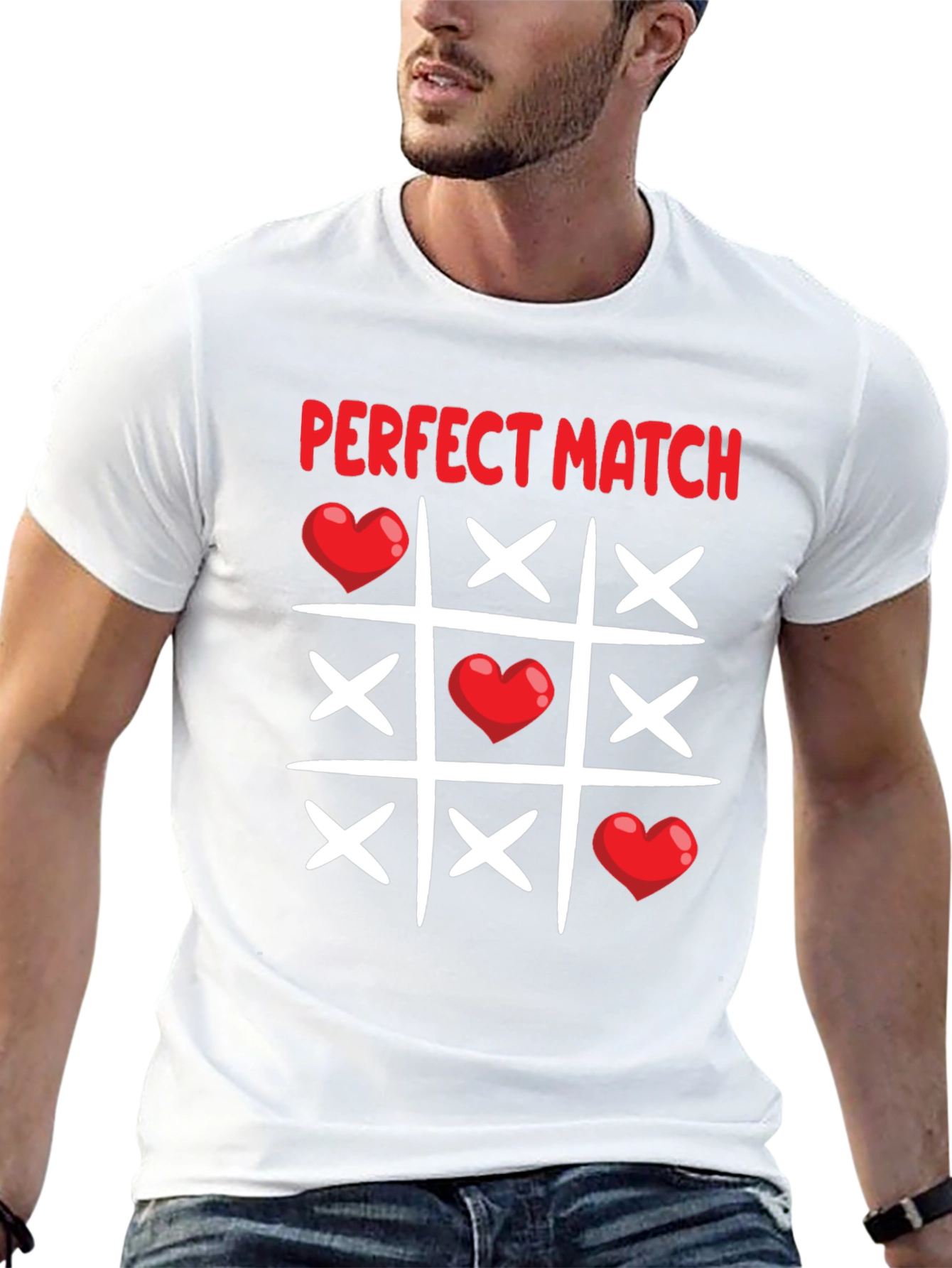 Black Perfect Match T-Shirt - Valentine's Day Tic-Tac-Toe Love Tee view 13