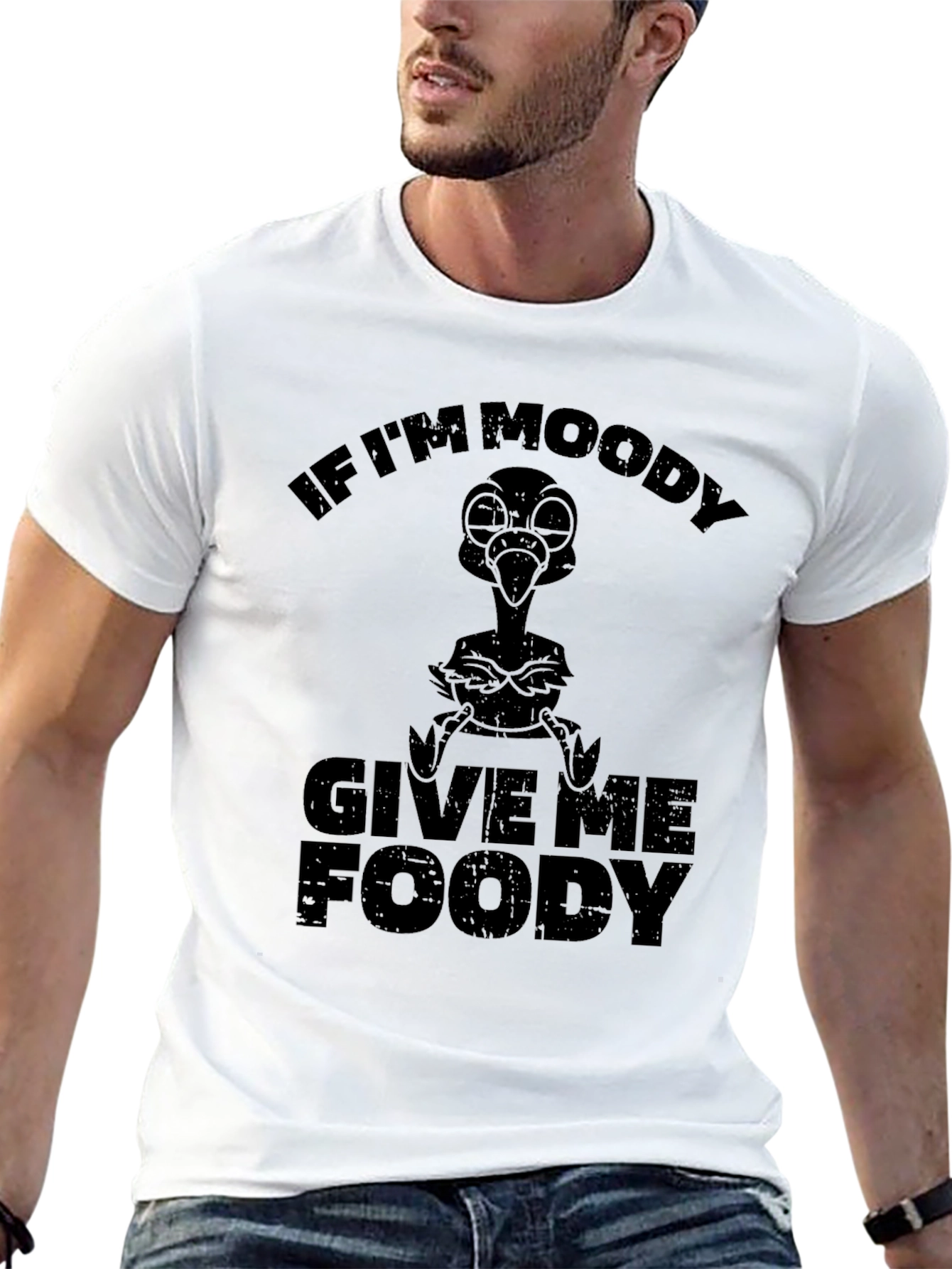 Black Moody Foody Graphic T-Shirt - Funny Bird Tee view 13