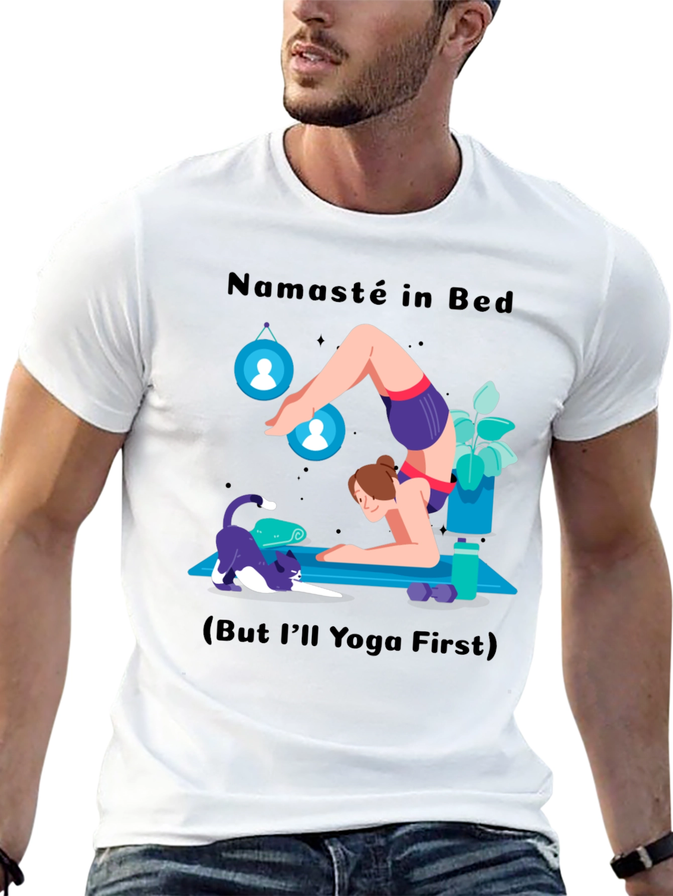 Black Namaste in Bed Yoga Graphic Tee view 13