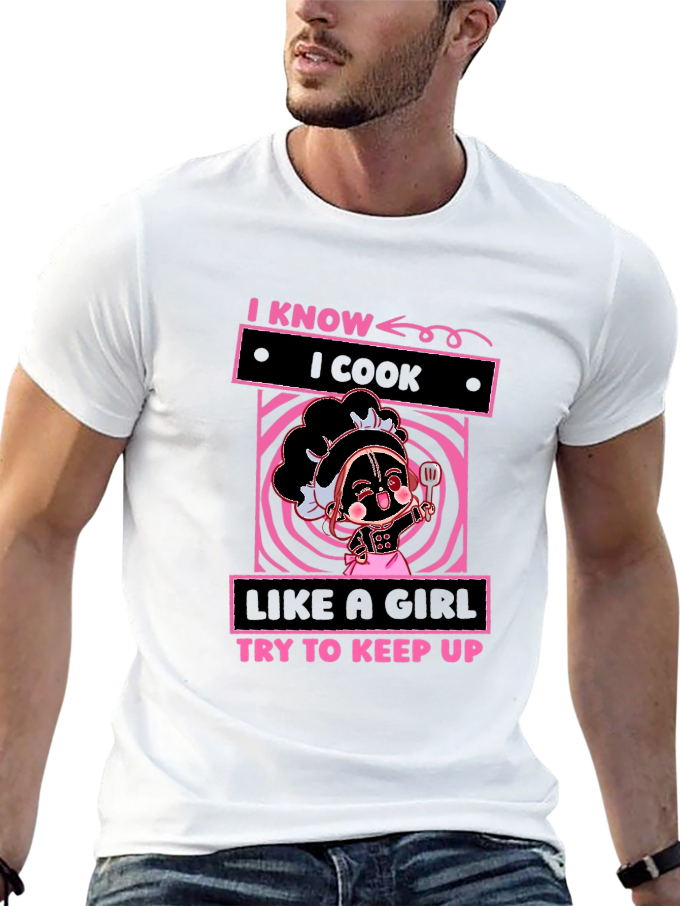 Black I Know I Cook Like A Girl T-Shirt view 13