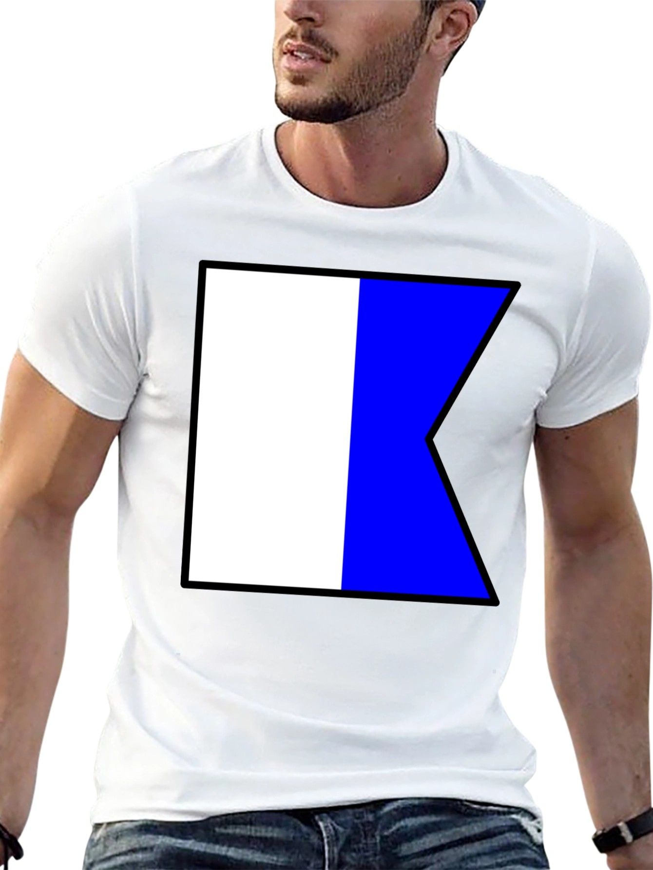 Black Nautical Flag K Black T-Shirt - Maritime Signal Tee view 13