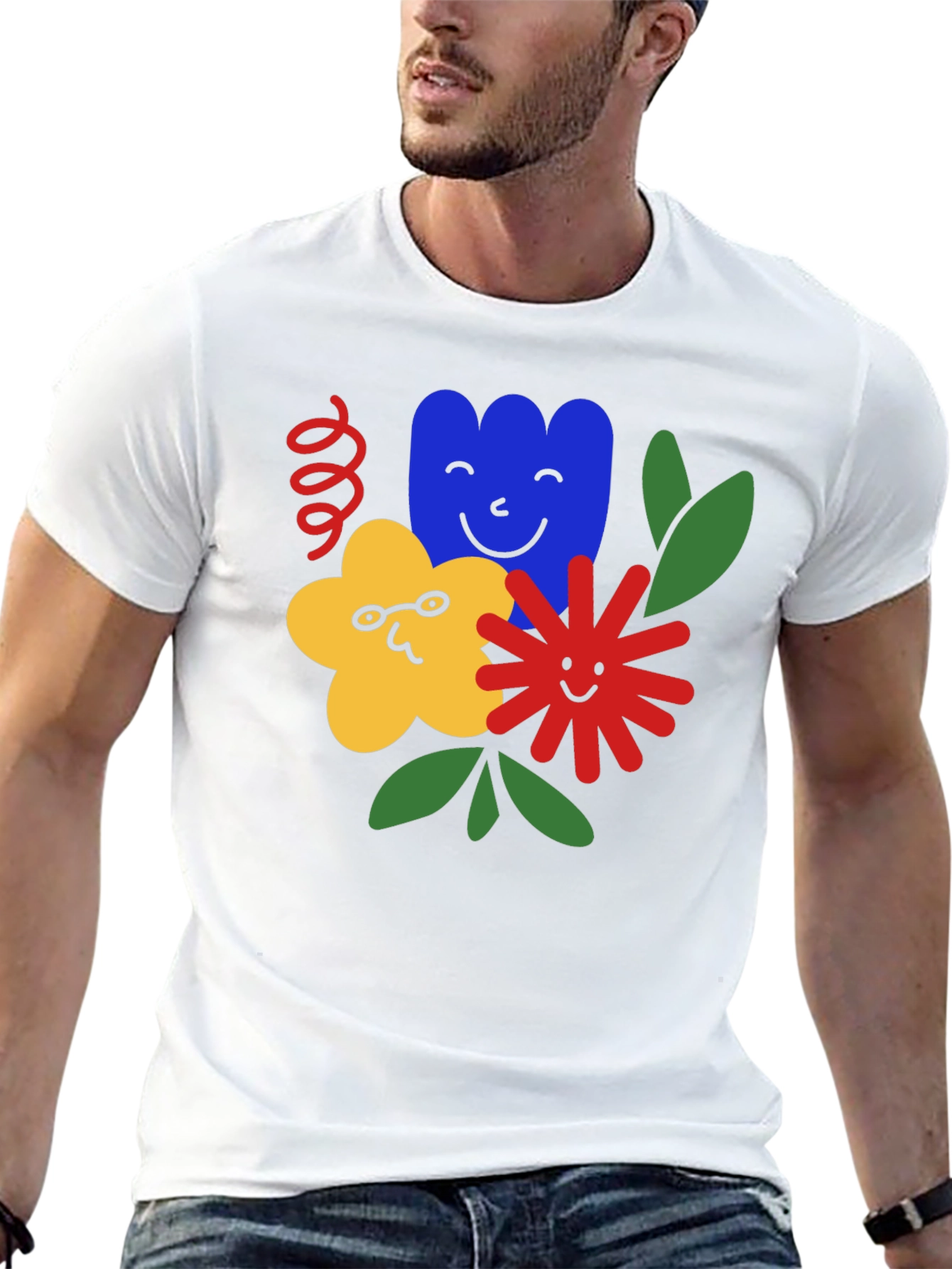 Black Cartoon Flower Graphic Black T-Shirt view 13