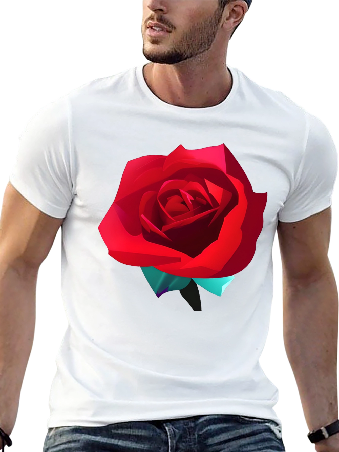 Black Bold Red Rose Graphic T-Shirt view 13