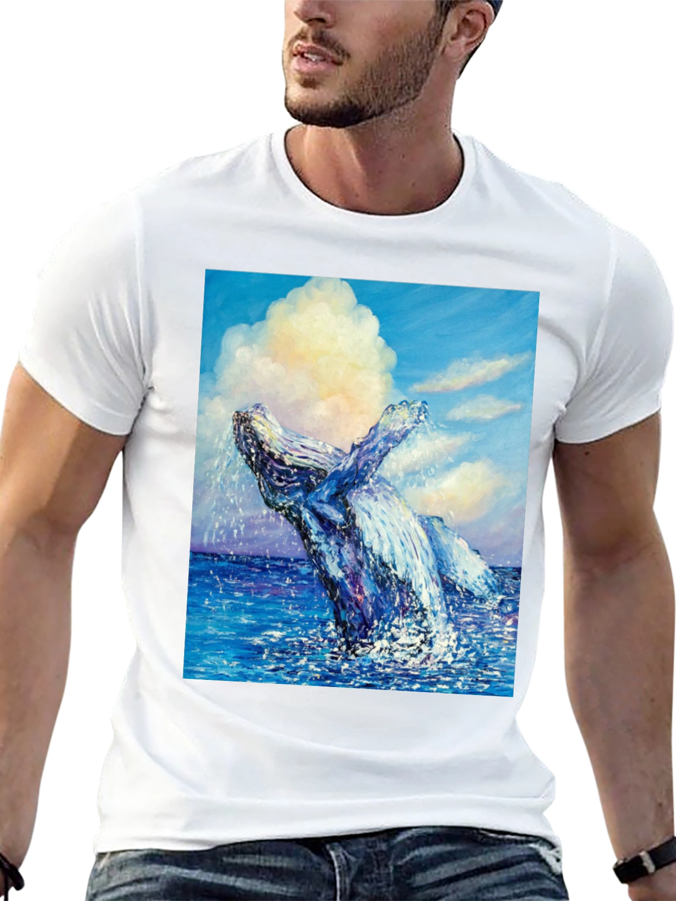 Black Whale Painting T-Shirt - Ocean Art view 13