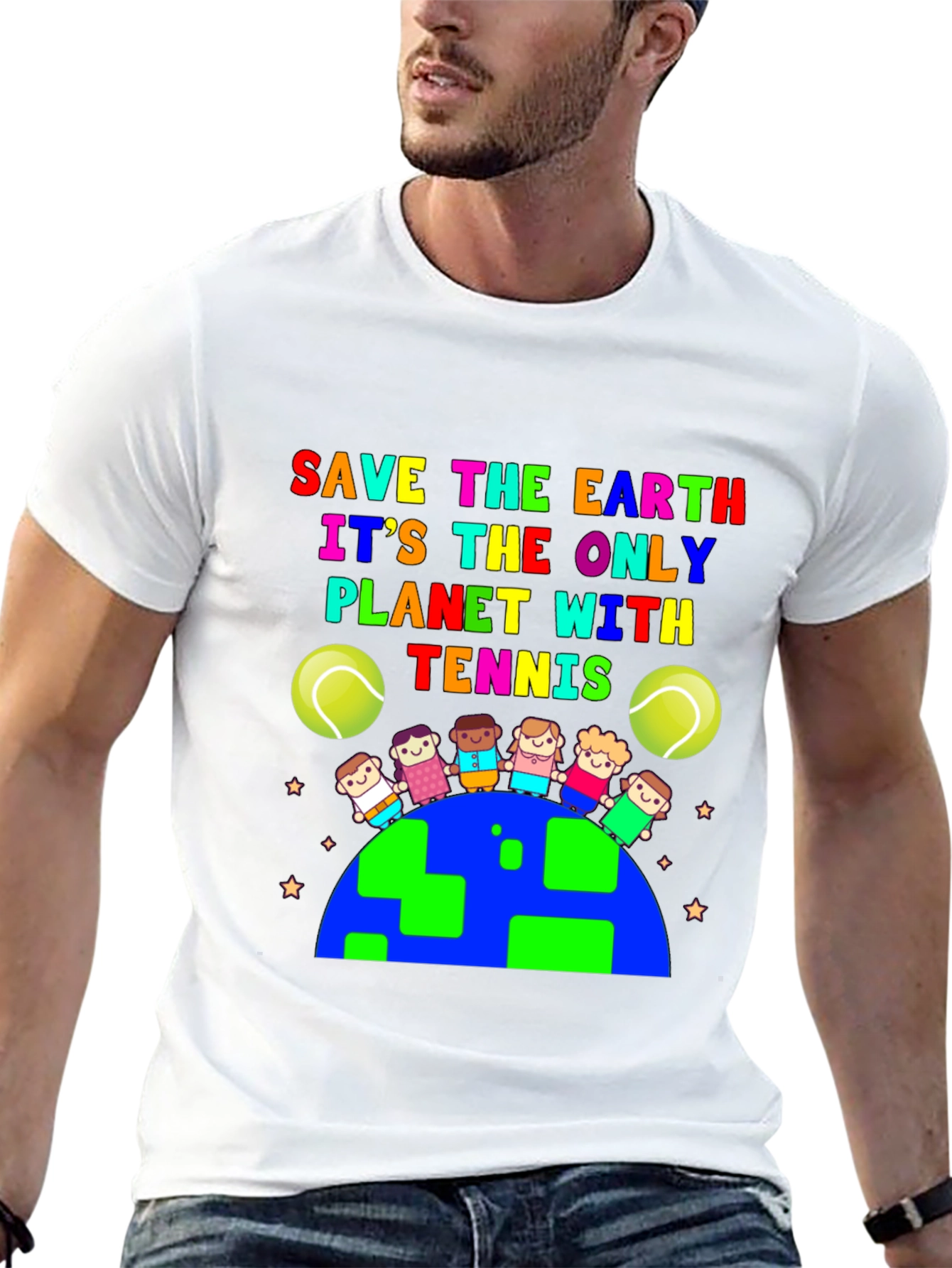 Save the Earth Tennis Graphic T-Shirt - 13