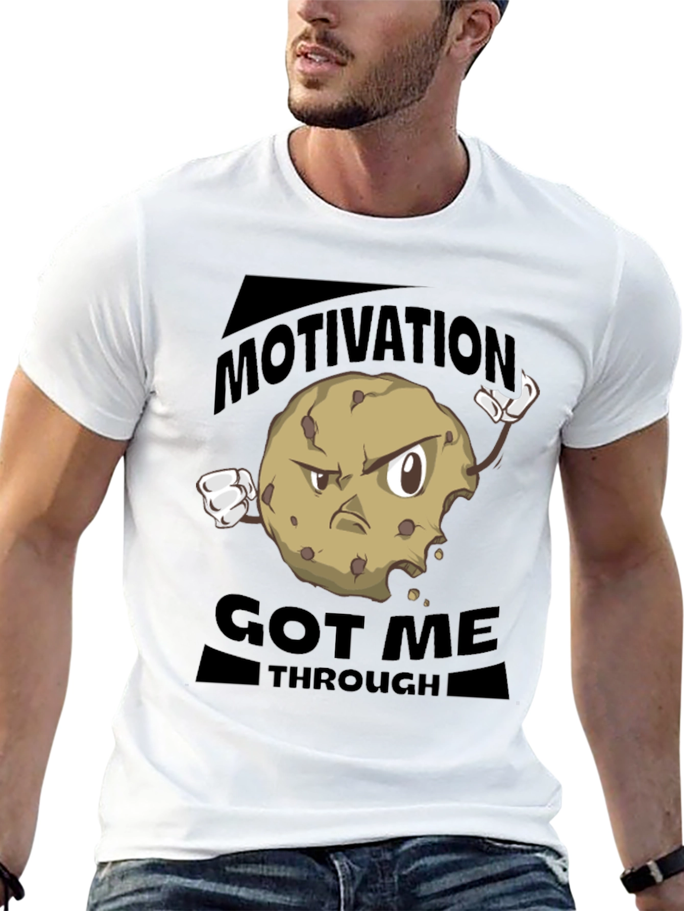 Black Motivational Cookie T-Shirt - Get Through Anything! view 13