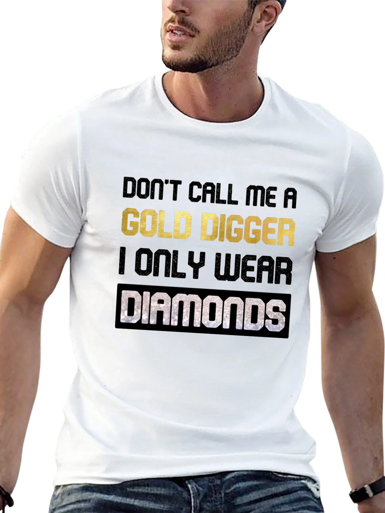 Black Gold Digger Diamonds Graphic Tee - Black Cotton view 13
