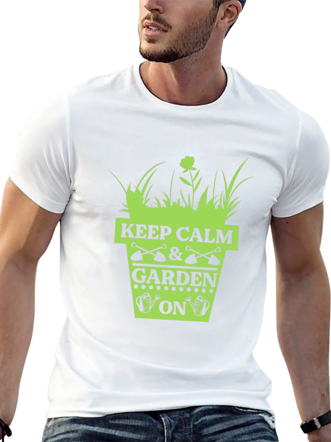 Black Keep Calm & Garden On T-Shirt - Gardening Humor view 13