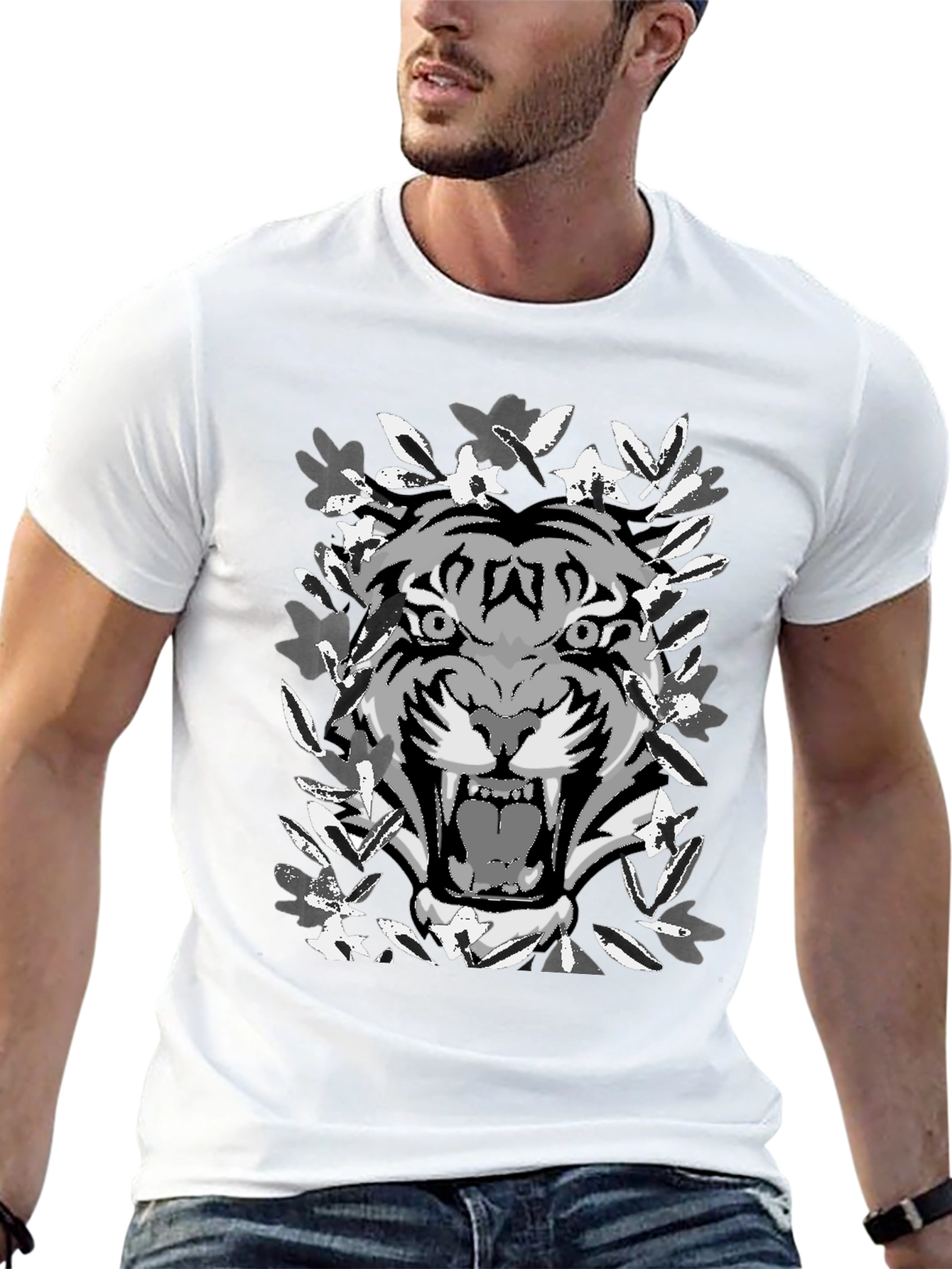 Black Tiger Graphic Black T-Shirt view 13