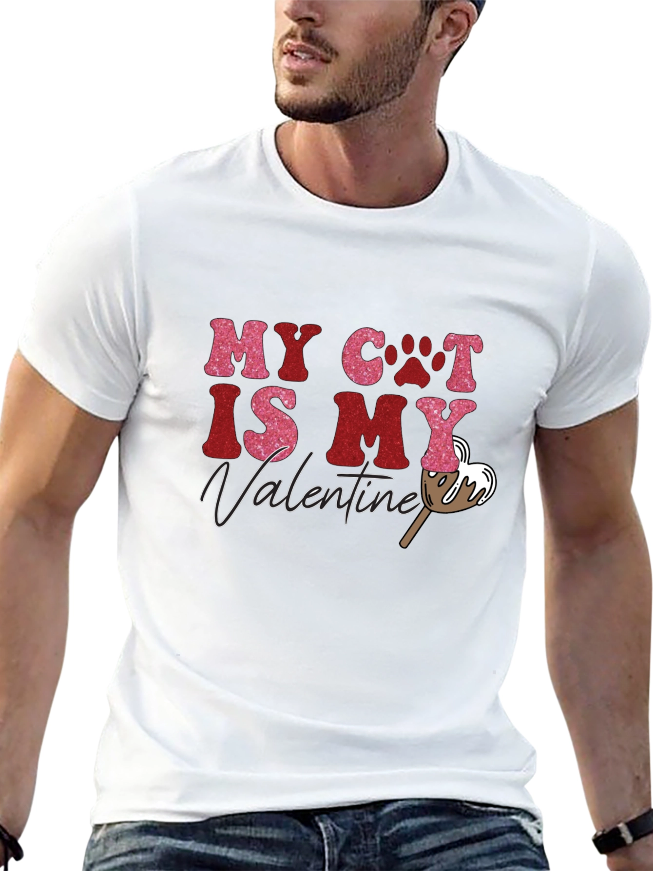 Black My Cat is My Valentine T-Shirt view 13
