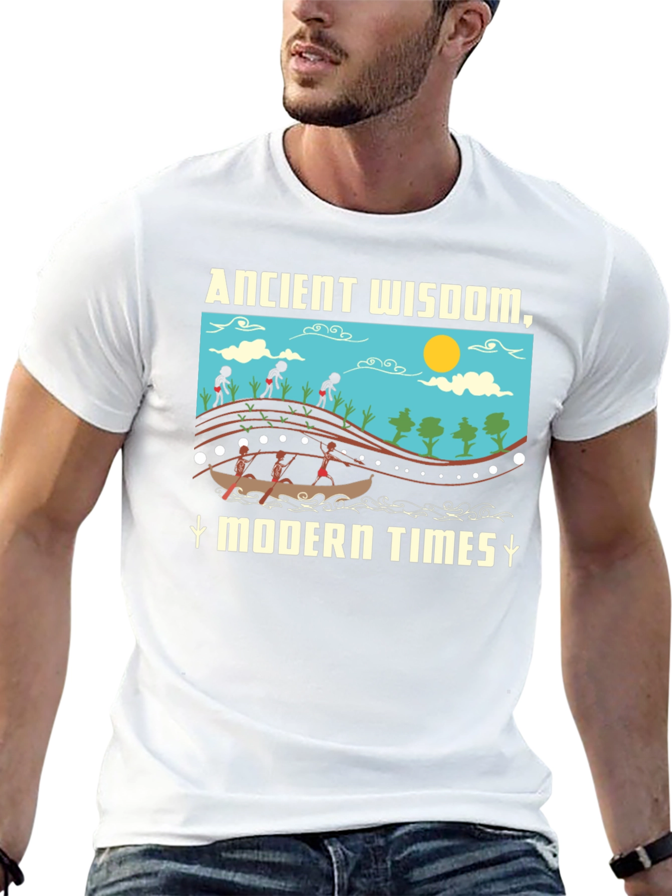 Black Ancient Wisdom Modern Times T-Shirt Black view 13