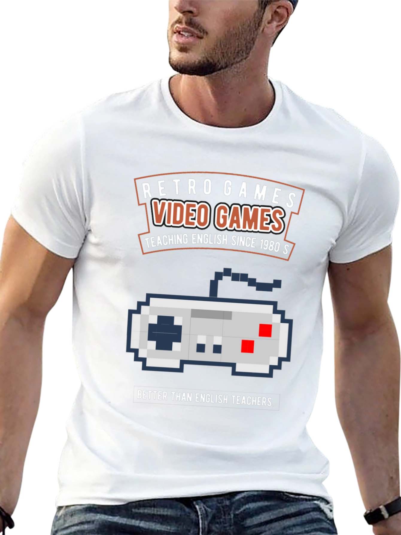 Black Retro Video Games T-Shirt - English Teacher view 13