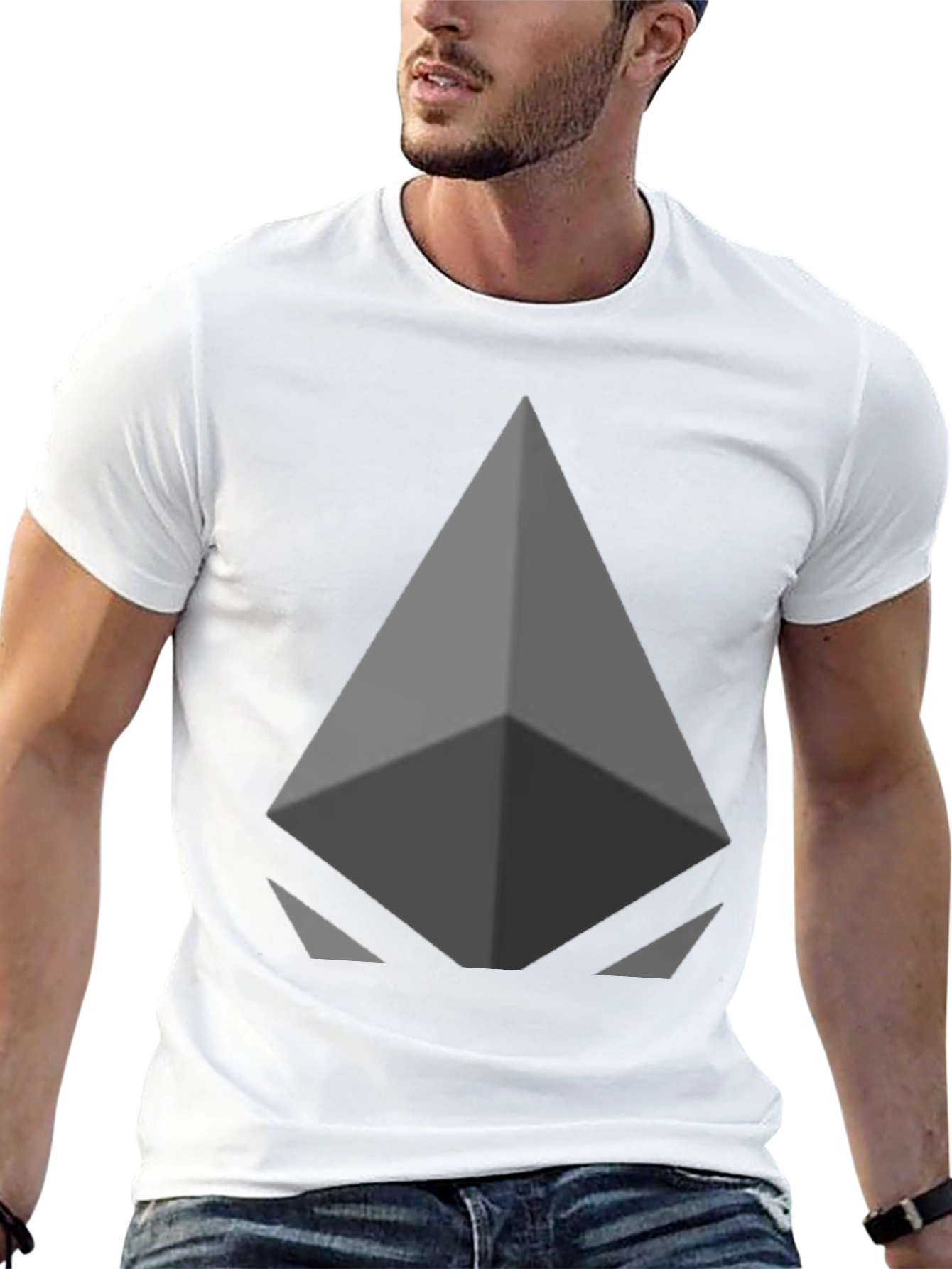 Black Geometric Graphic Print Crew Neck T-Shirt view 13