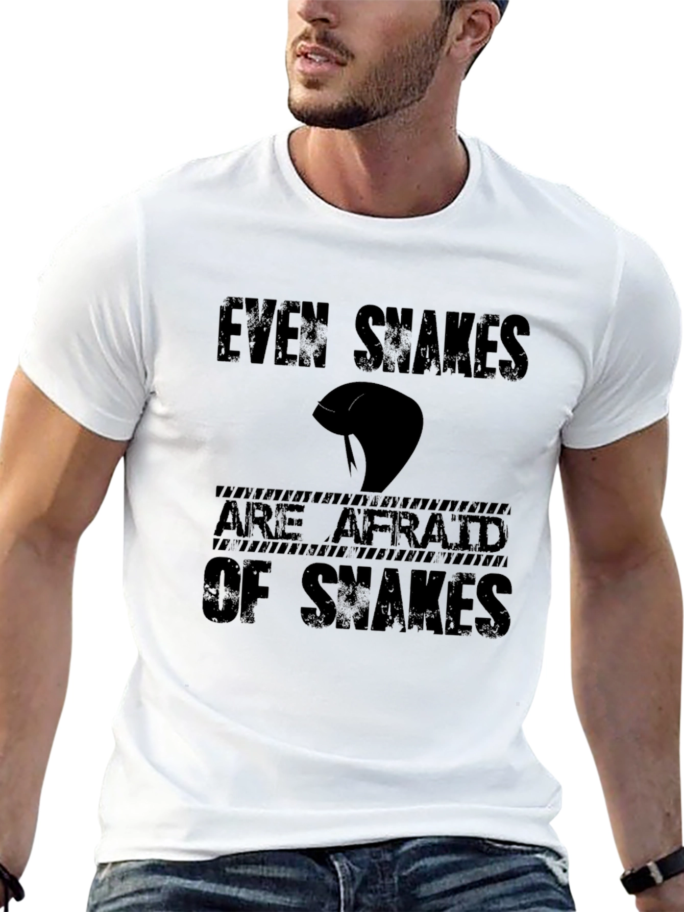 Black Even Snakes Are Afraid T-Shirt view 13