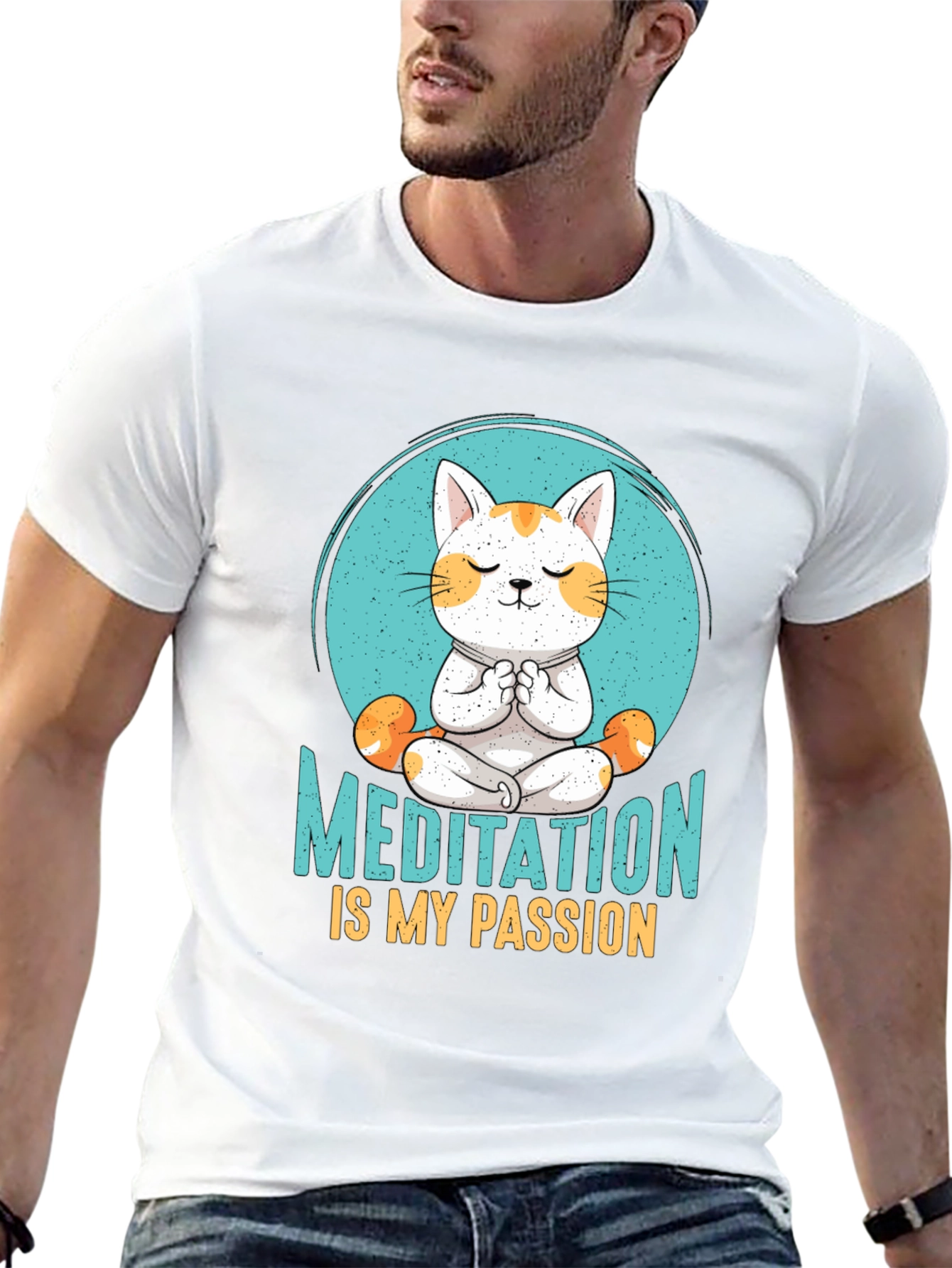 Meditation Cat T-Shirt: Find Your Zen - 13