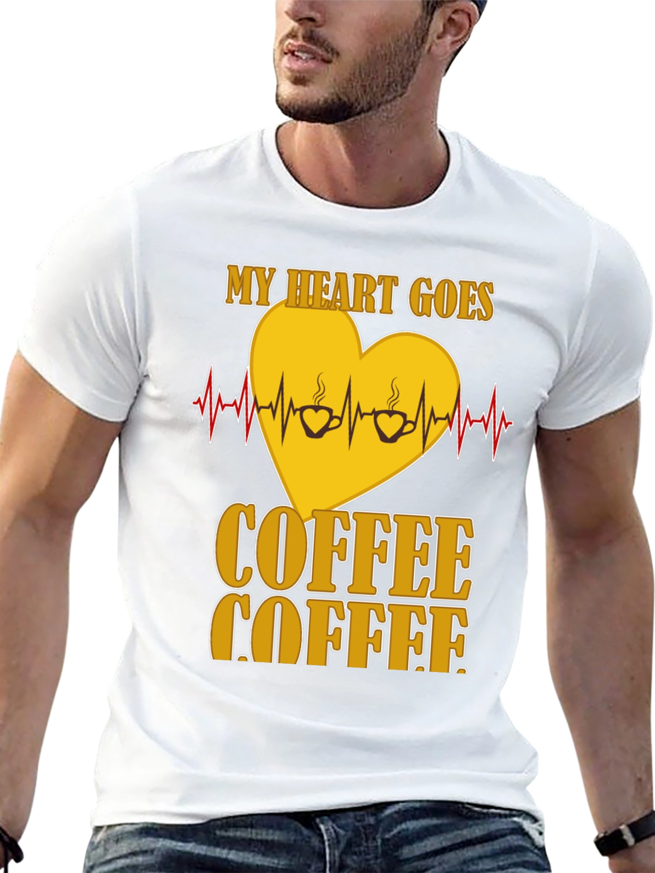 Black Coffee Lover's Heartbeat T-Shirt view 13