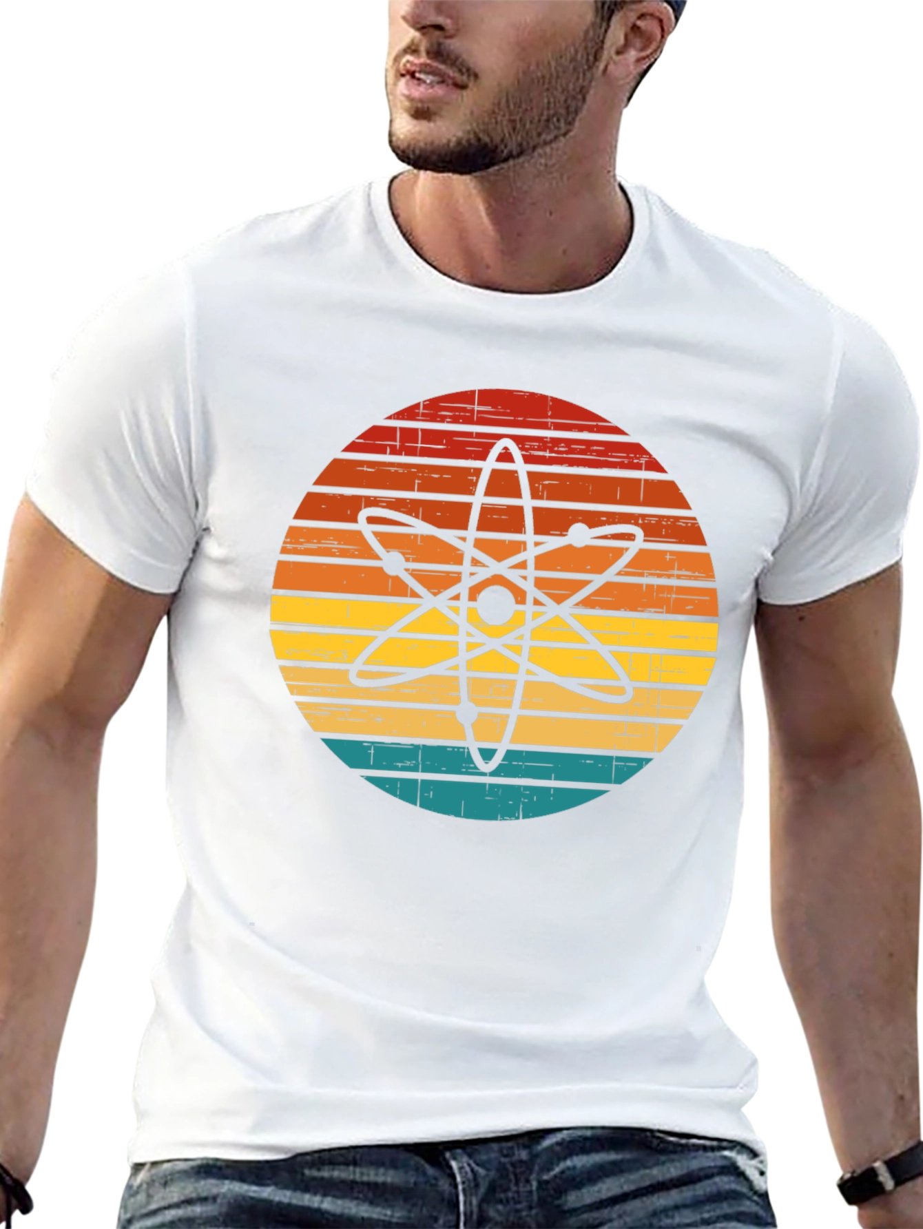 Black Retro Atom Graphic T-Shirt - Science Style view 13