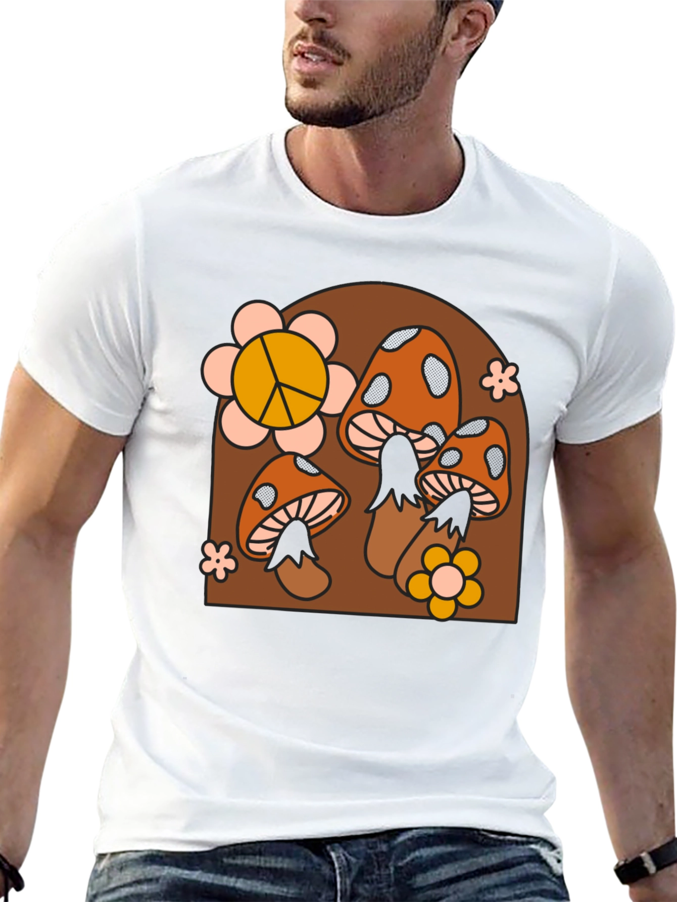 Black Retro Mushroom T-Shirt view 13