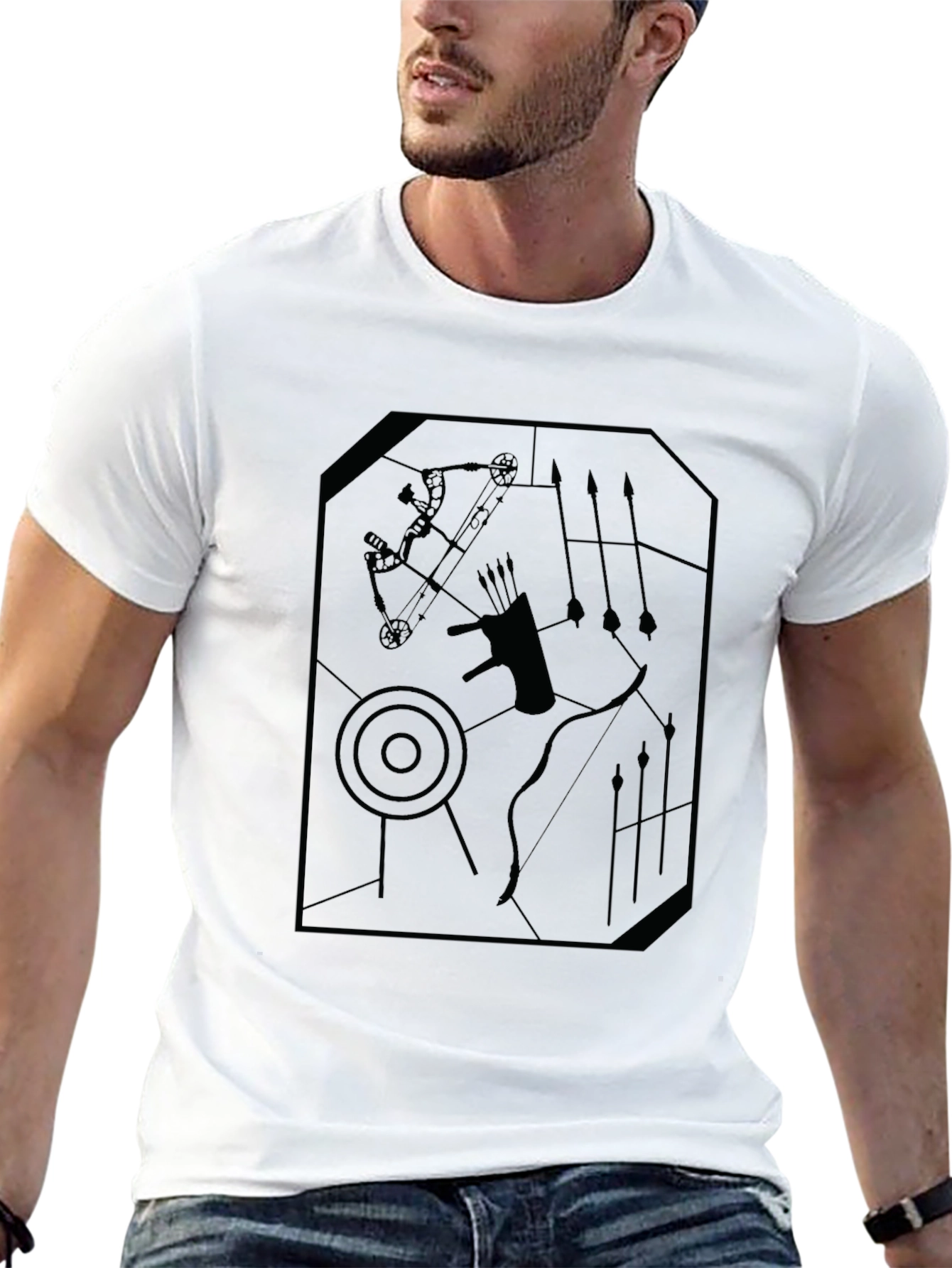 Black Archery Shield T-Shirt - Black Graphic Tee view 13