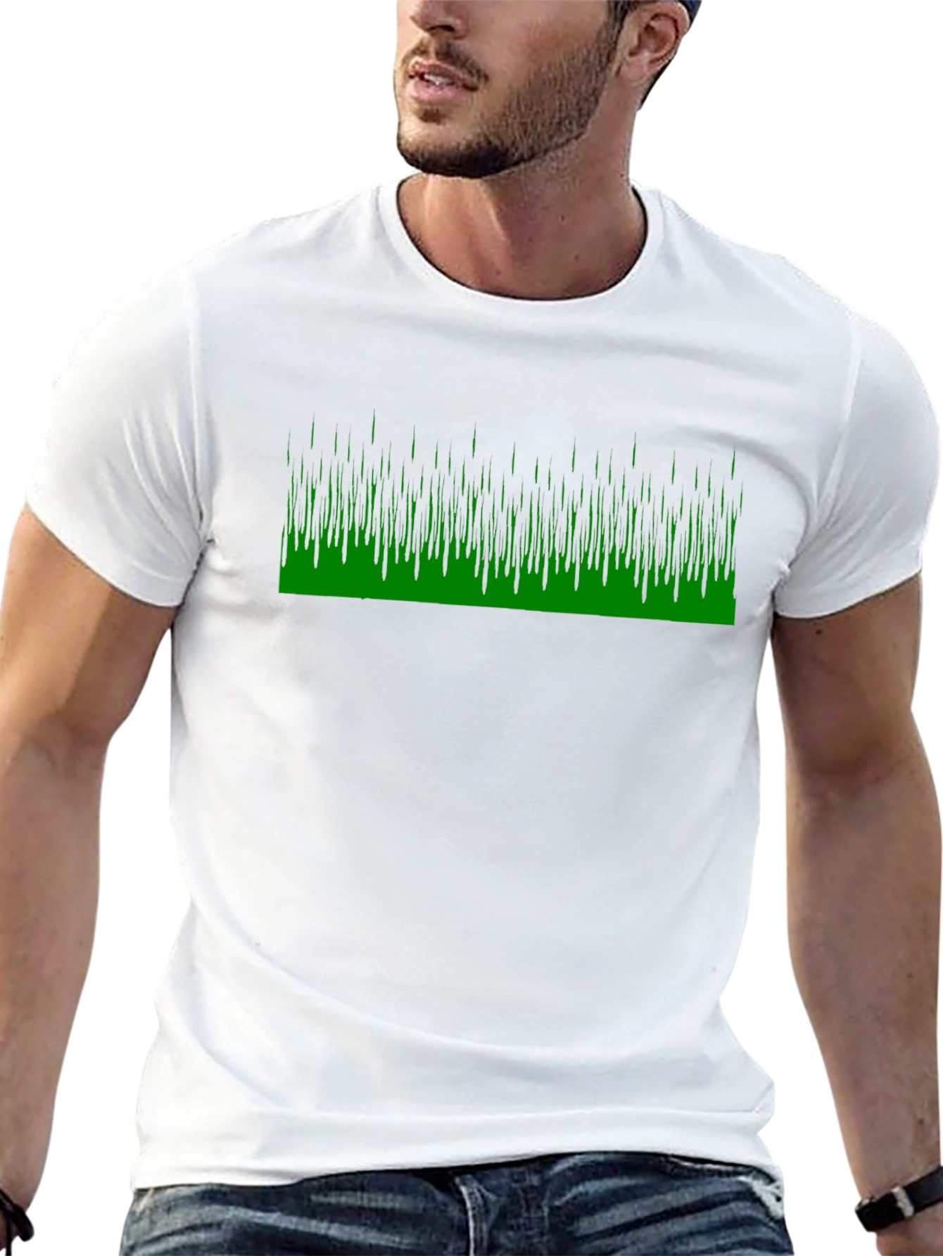 Black Black Tee with Green Matrix Style Graphic view 13
