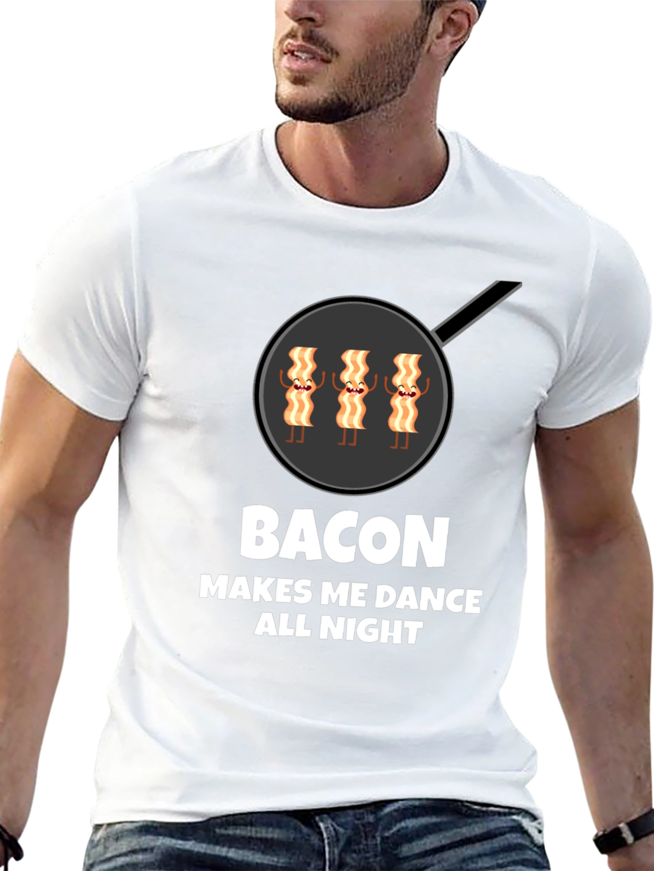 Black Bacon Makes Me Dance All Night Graphic T-Shirt view 13