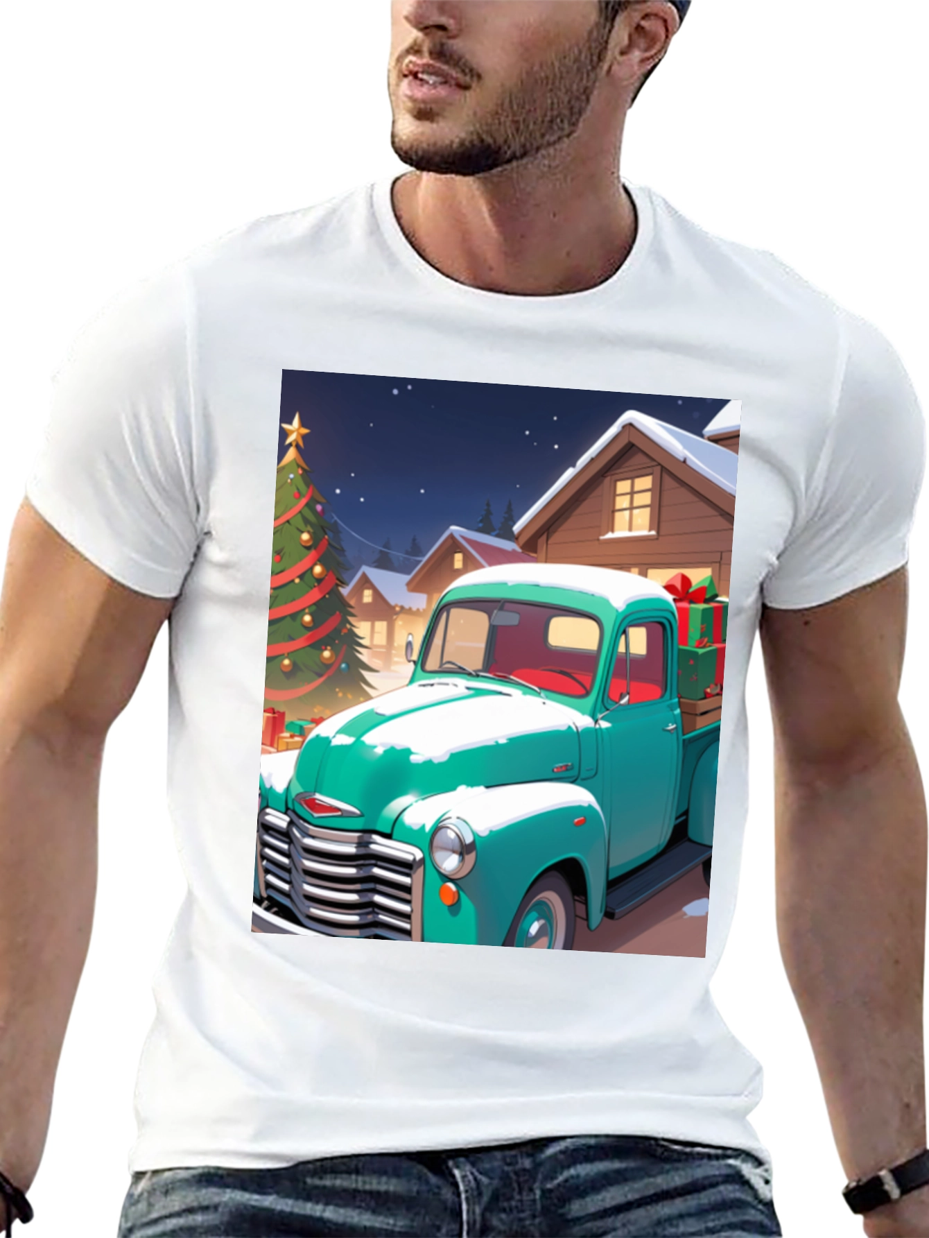 Black Christmas Truck Graphic Tee view 13