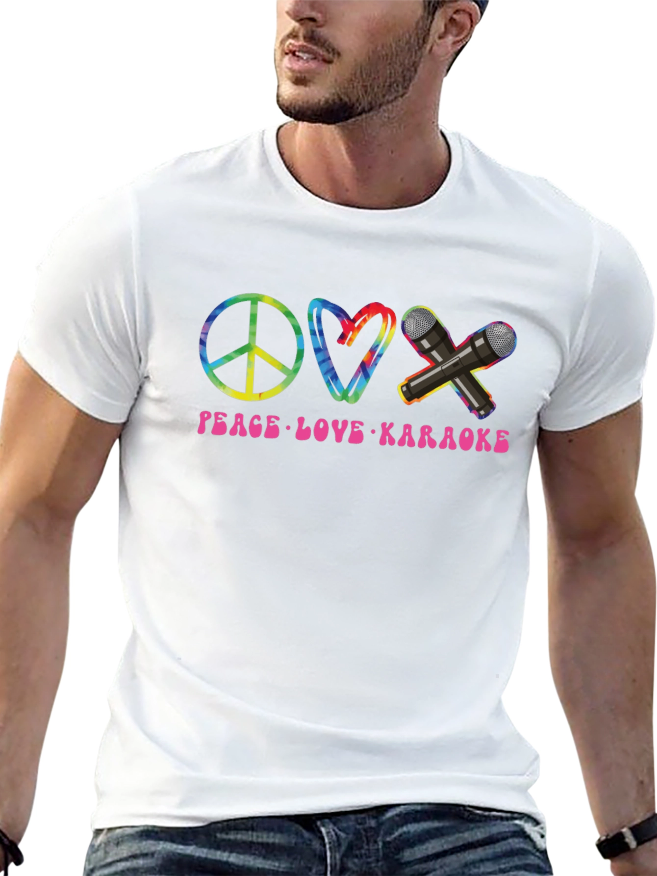 Black Peace Love Karaoke T-Shirt view 13