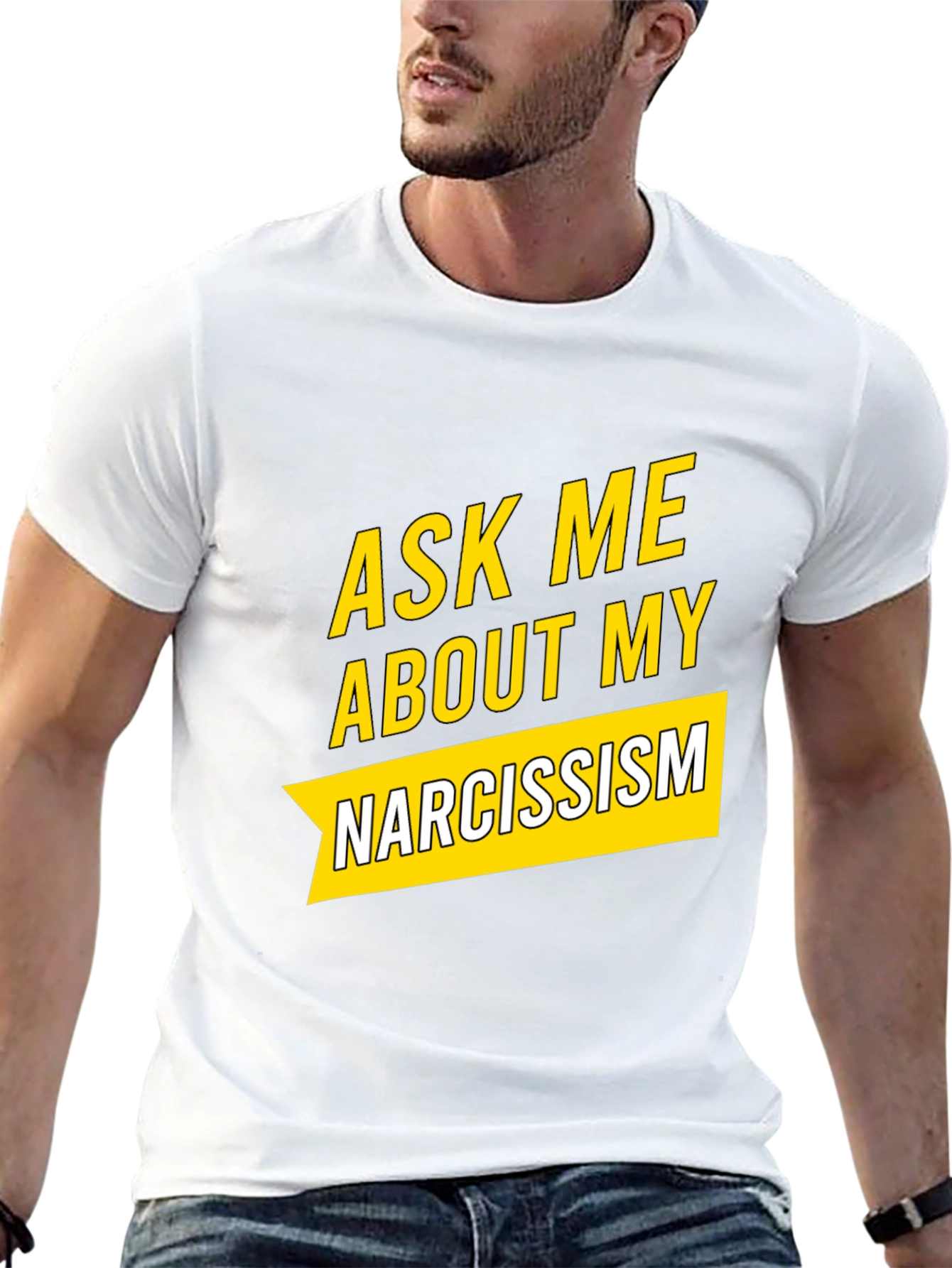 Black Ask Me About My Narcissism Black T-Shirt view 13