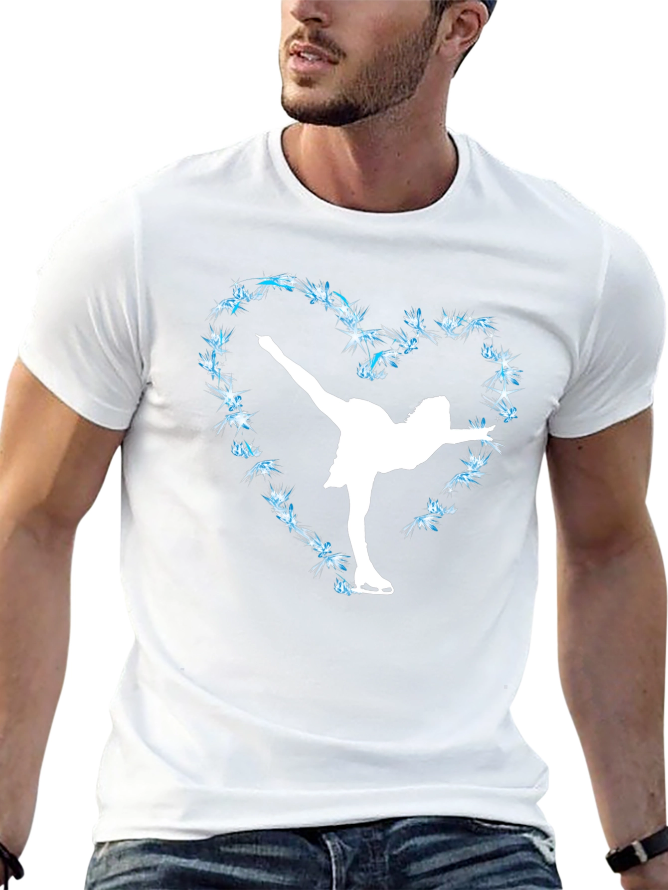 Black Ice Skating Heart T-Shirt - Figure Skater Tee view 13
