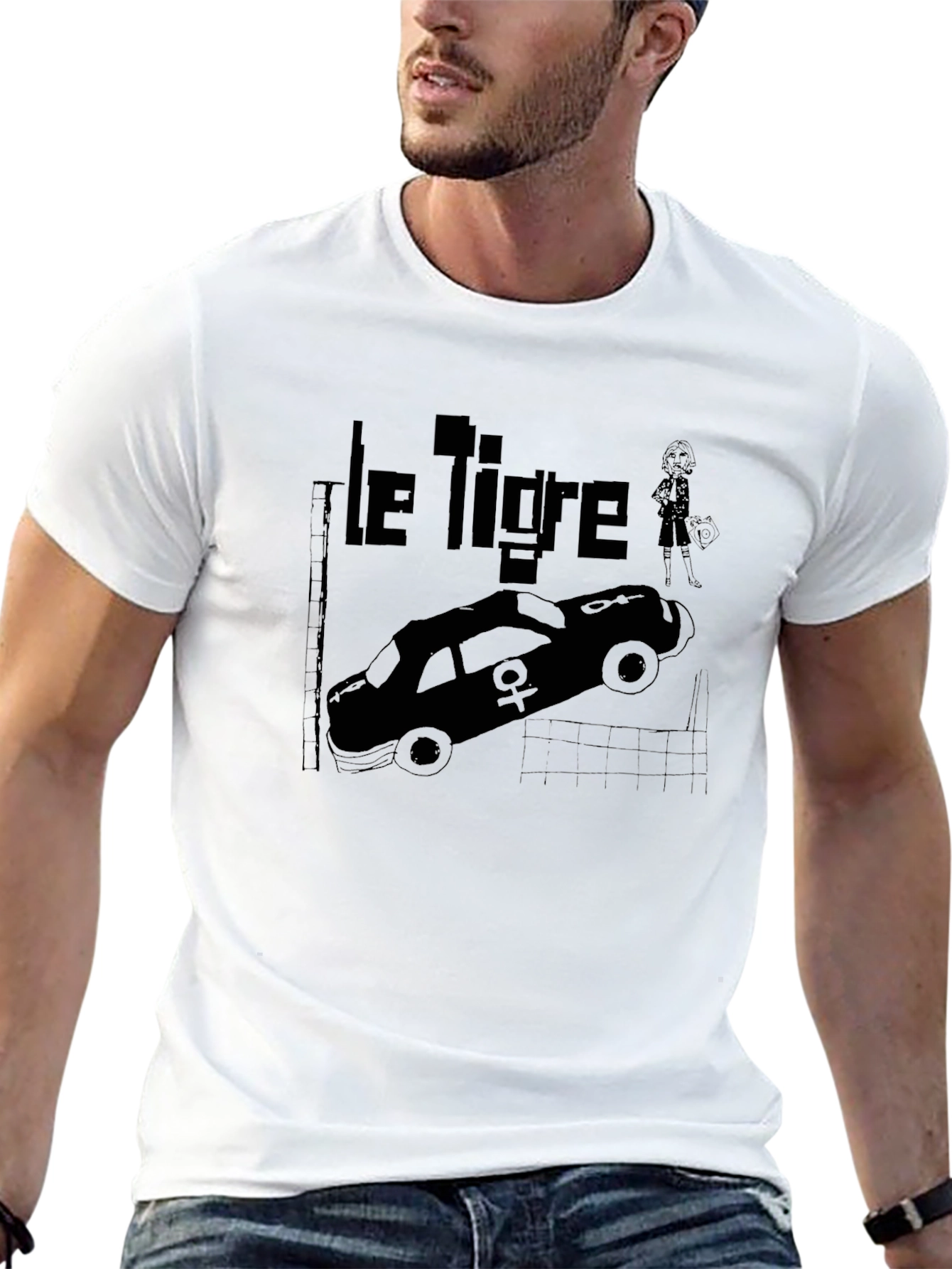 Black Le Tigre Graphic Tee - Black Unisex T-Shirt view 13
