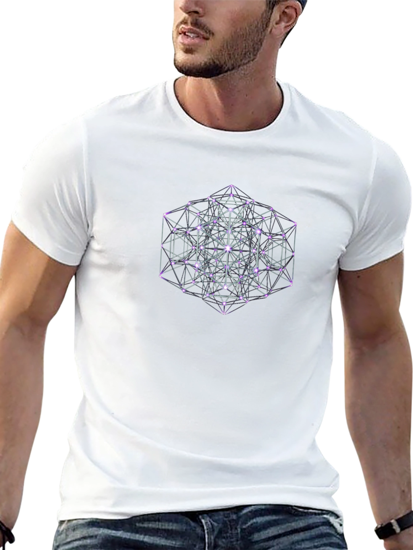 Black Geometric Art Black T-Shirt view 13