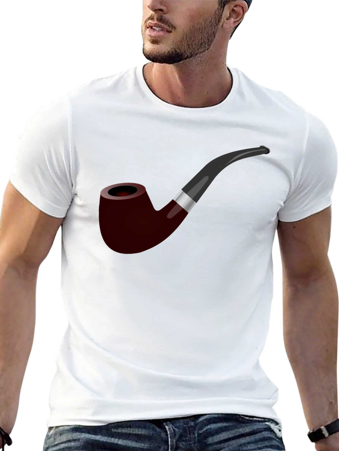 Black Smoking Pipe Graphic T-Shirt - Classic Style view 13