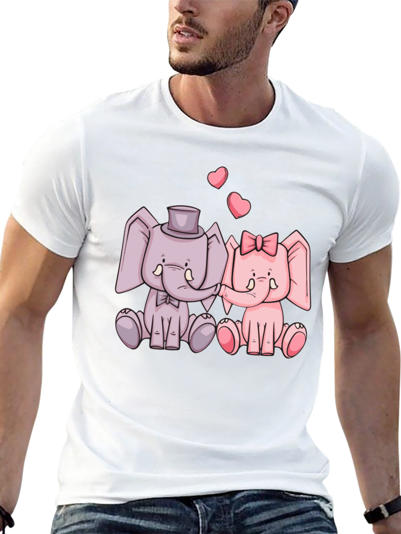 Black Elephant Love T-Shirt - Cute Cartoon Design view 13