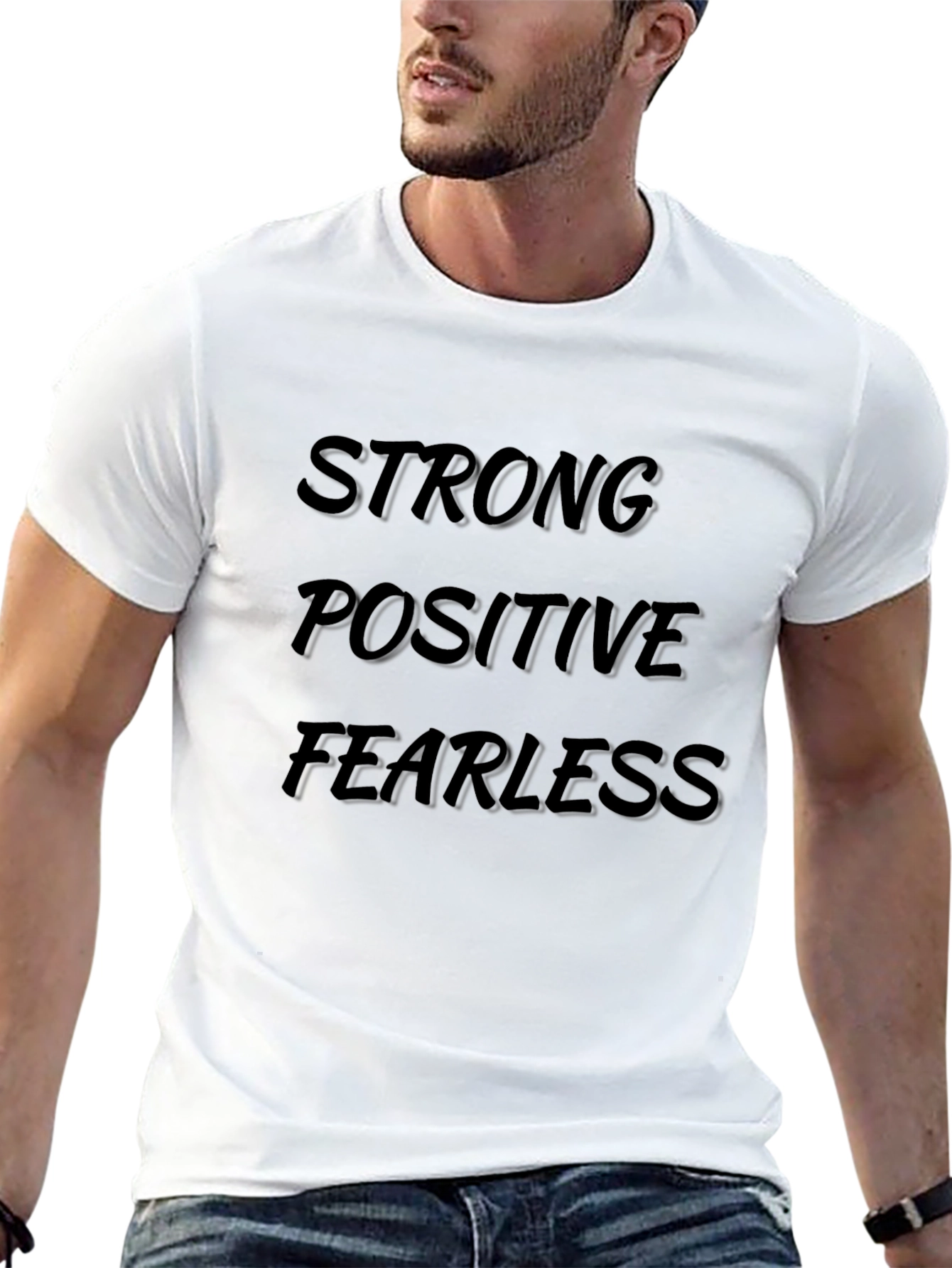 Black Strong Positive Fearless Black T-Shirt view 13