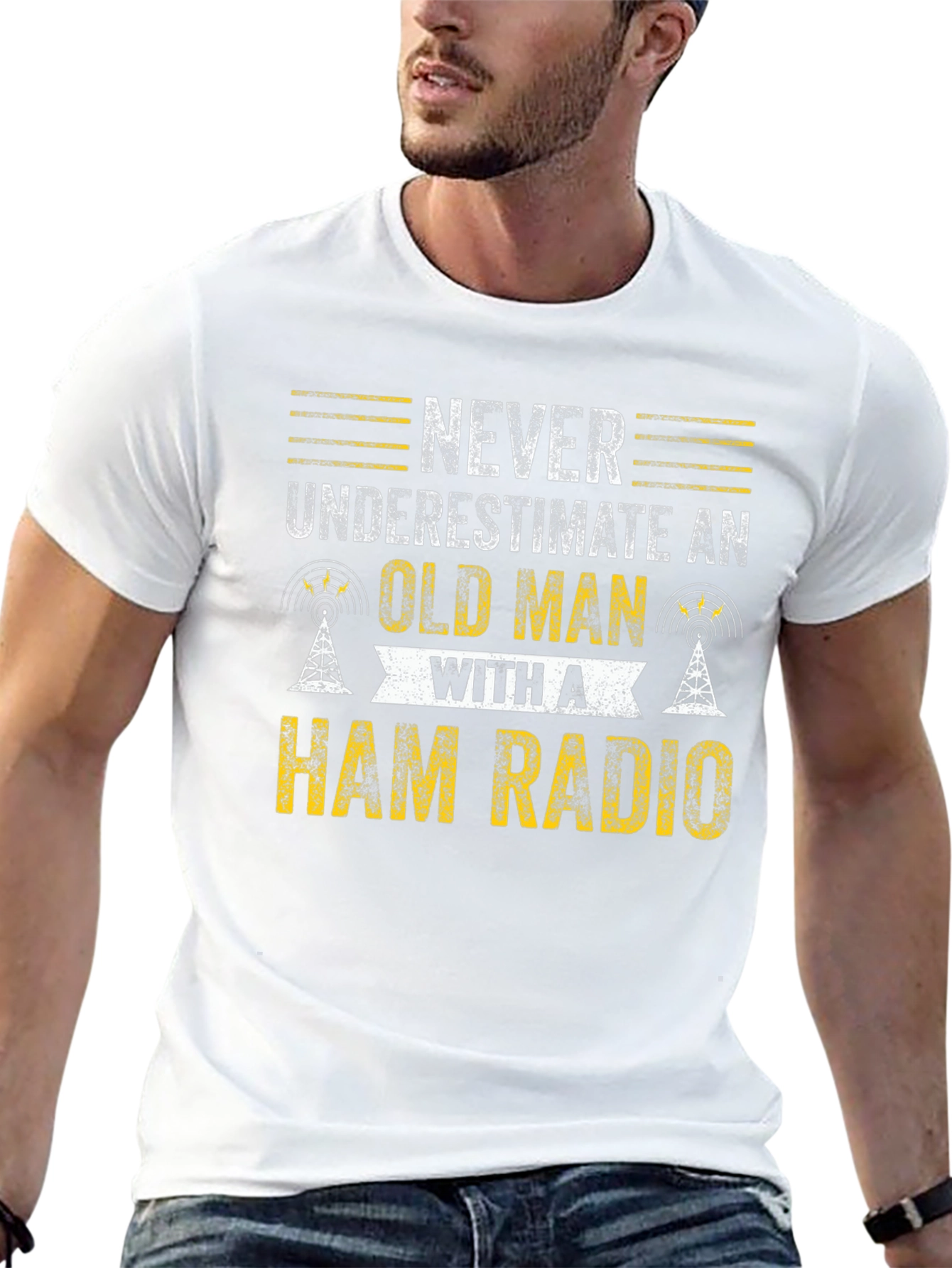 Black Ham Radio Old Man T-Shirt view 13