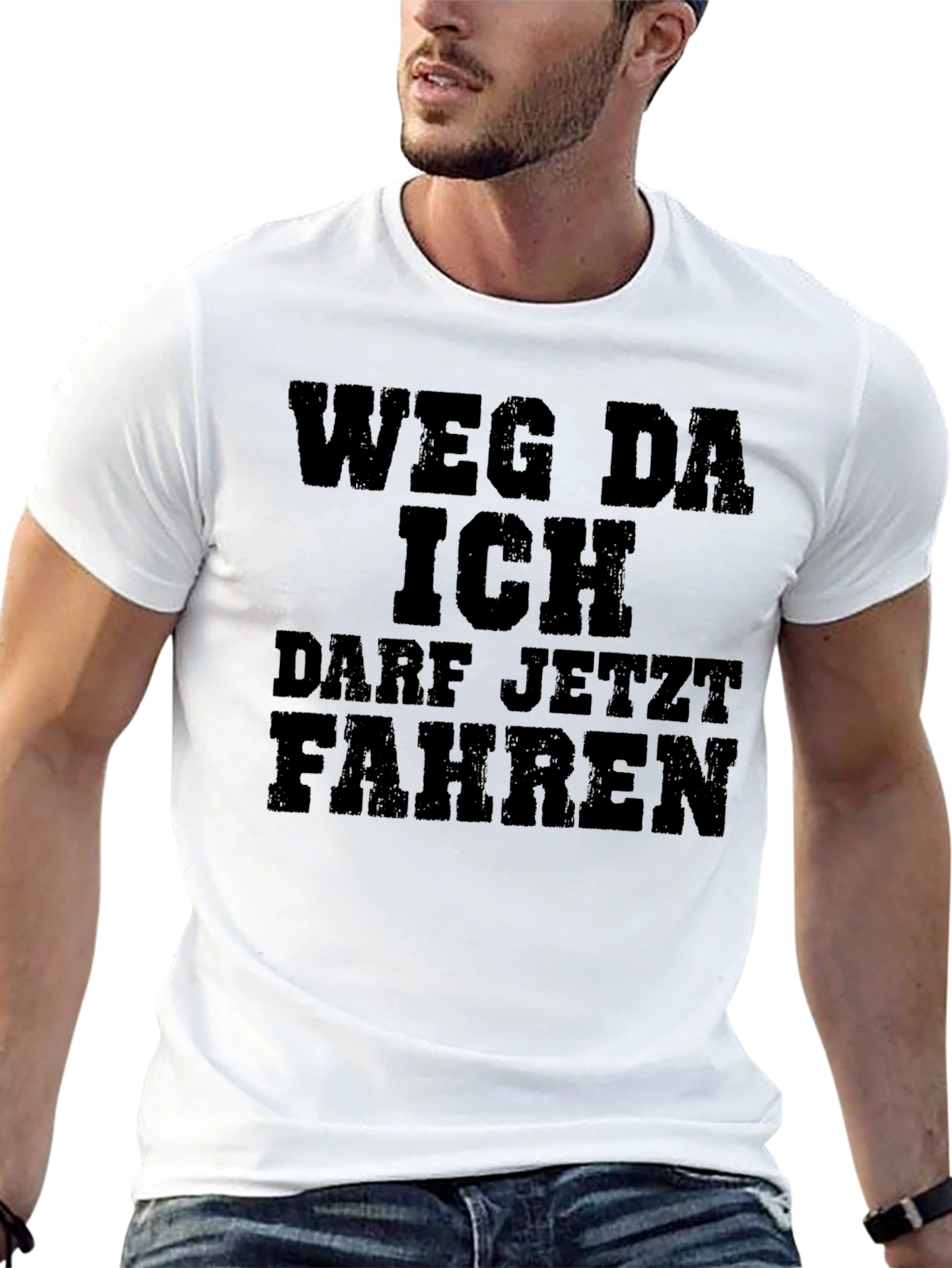 Black Weg Da Ich Darf Jetzt Fahren Graphic Tee - Novelty German Saying Shirt view 13