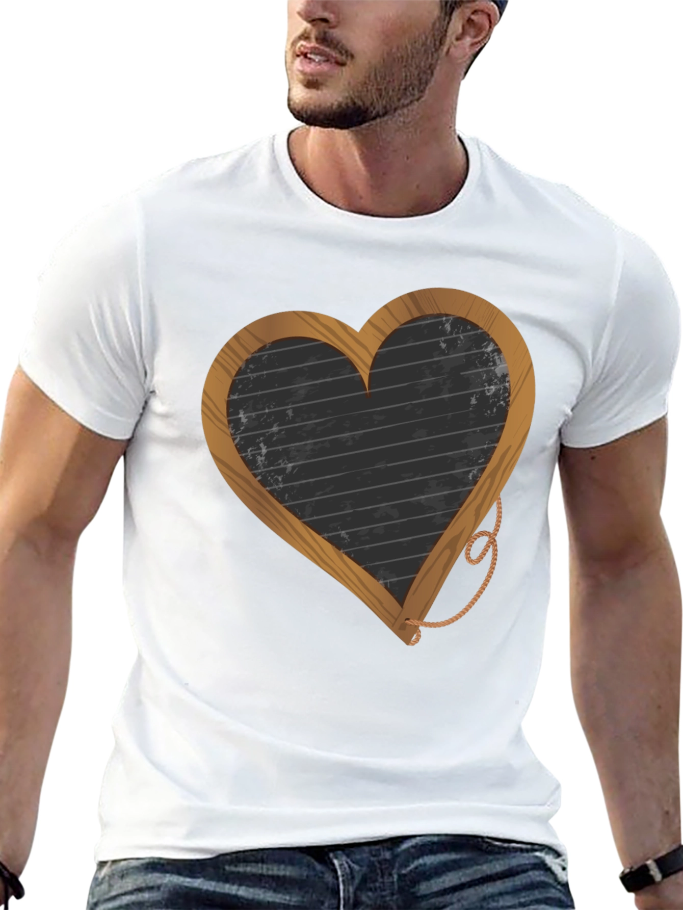 Black Heart-Shaped Blackboard Graphic T-Shirt view 13